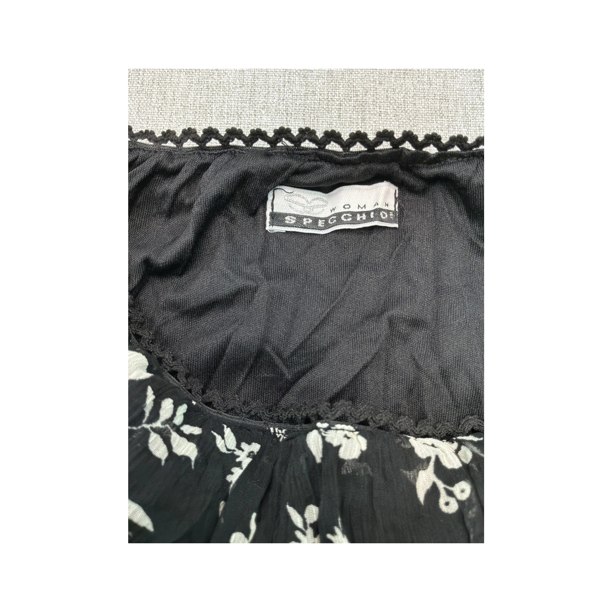 Woman Floral Crinkle Lace Hem Skirt
