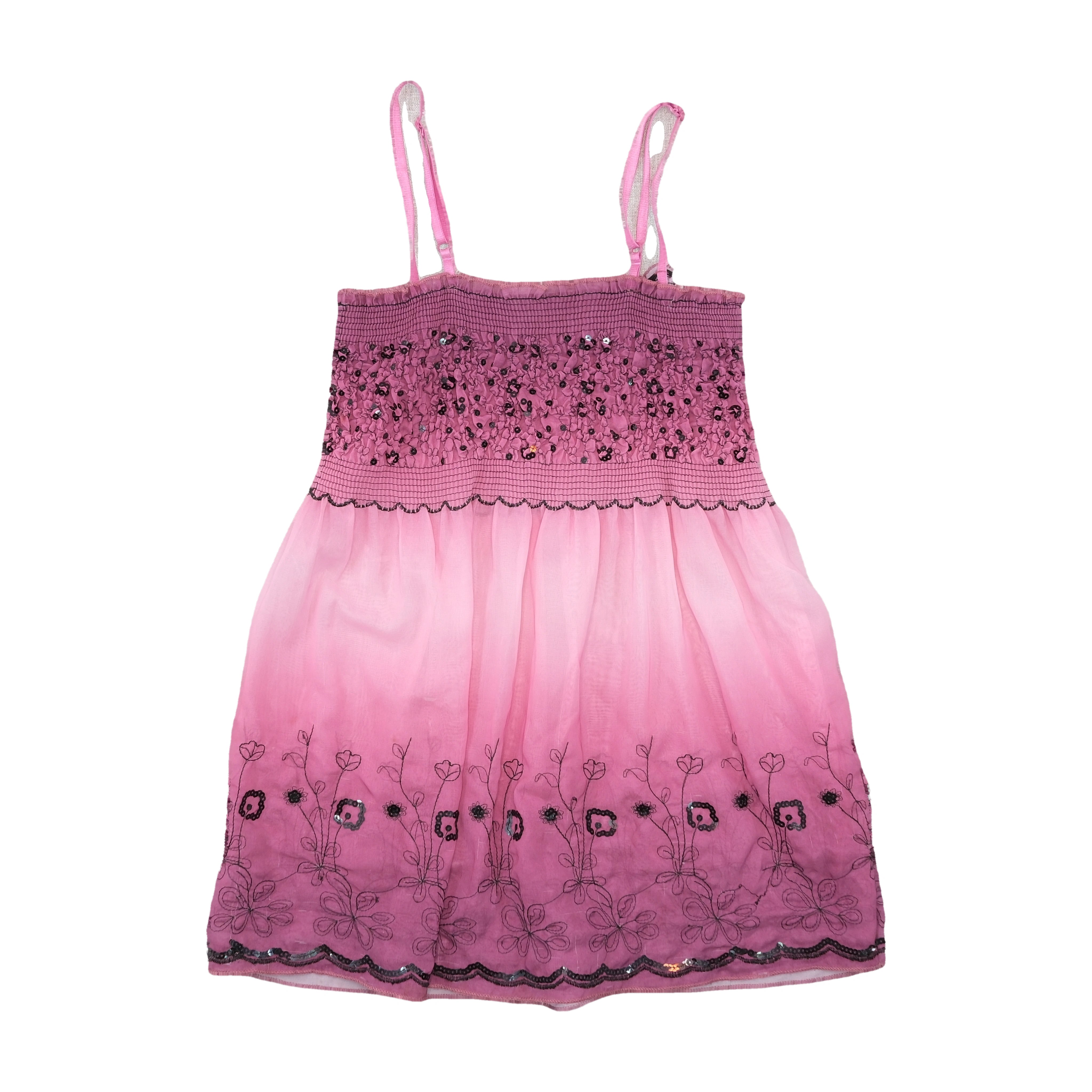 Pink Sequin Embroidered Floral Tank Top