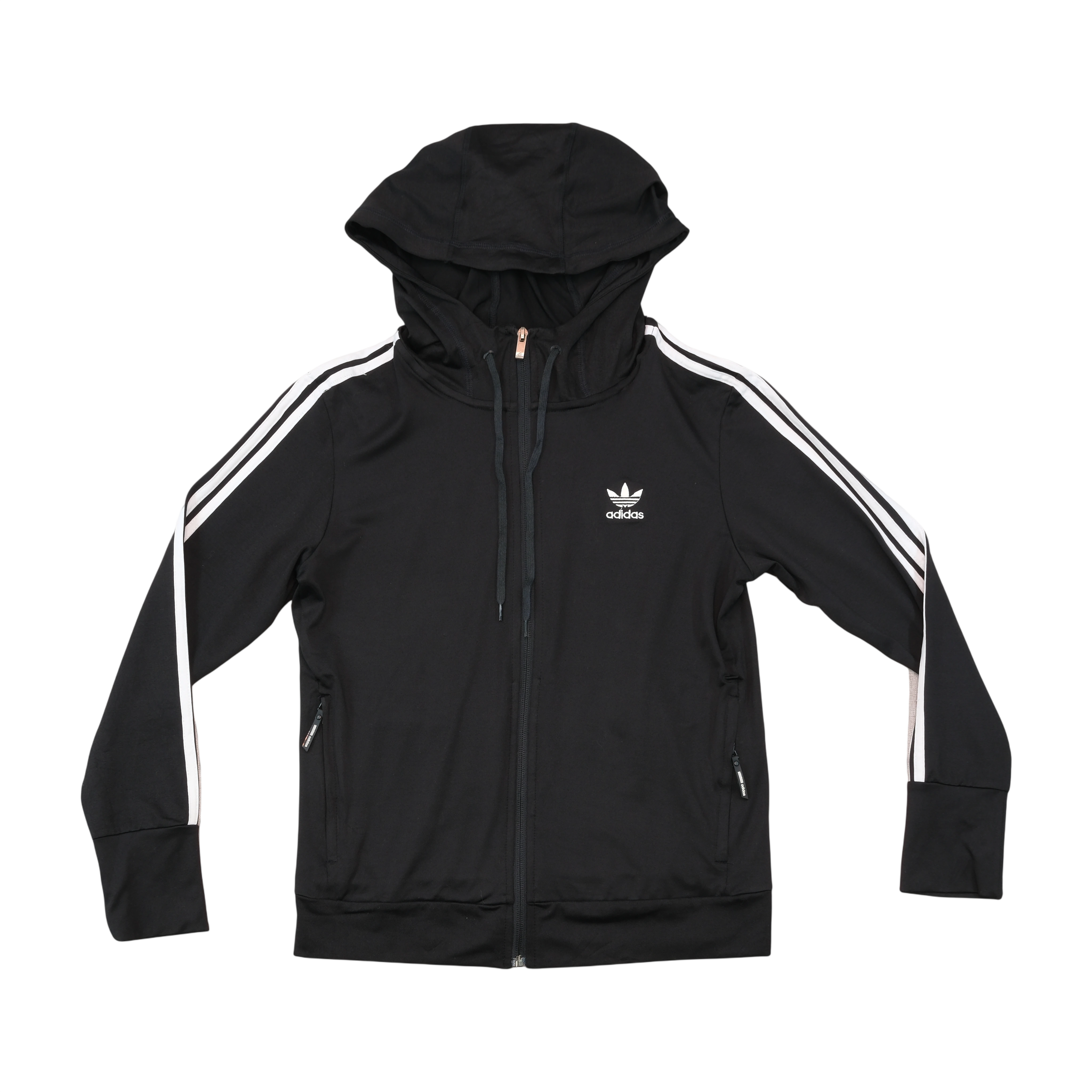 adidas Originals Black 3-Stripe Cotton Blend Hooded Track Jacket