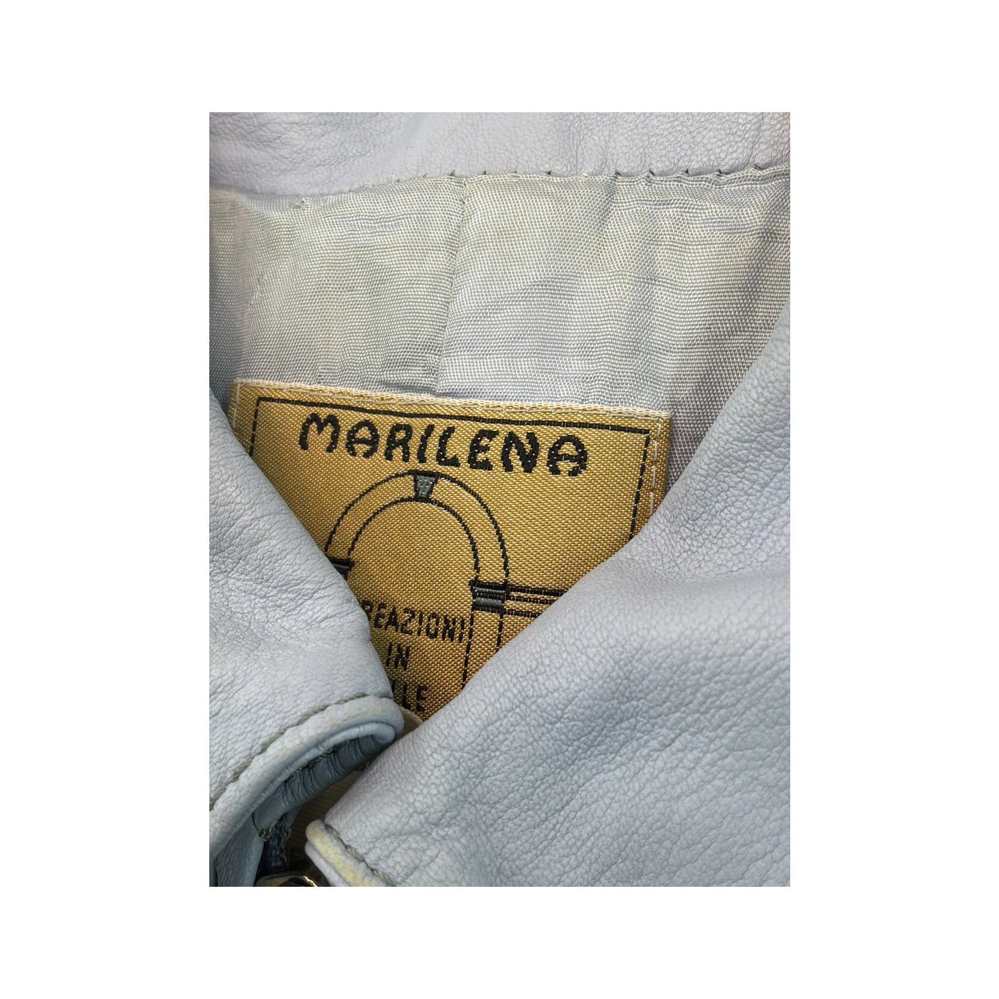 Casaco vintage Merilleno em pele Azul-clara com Fecho