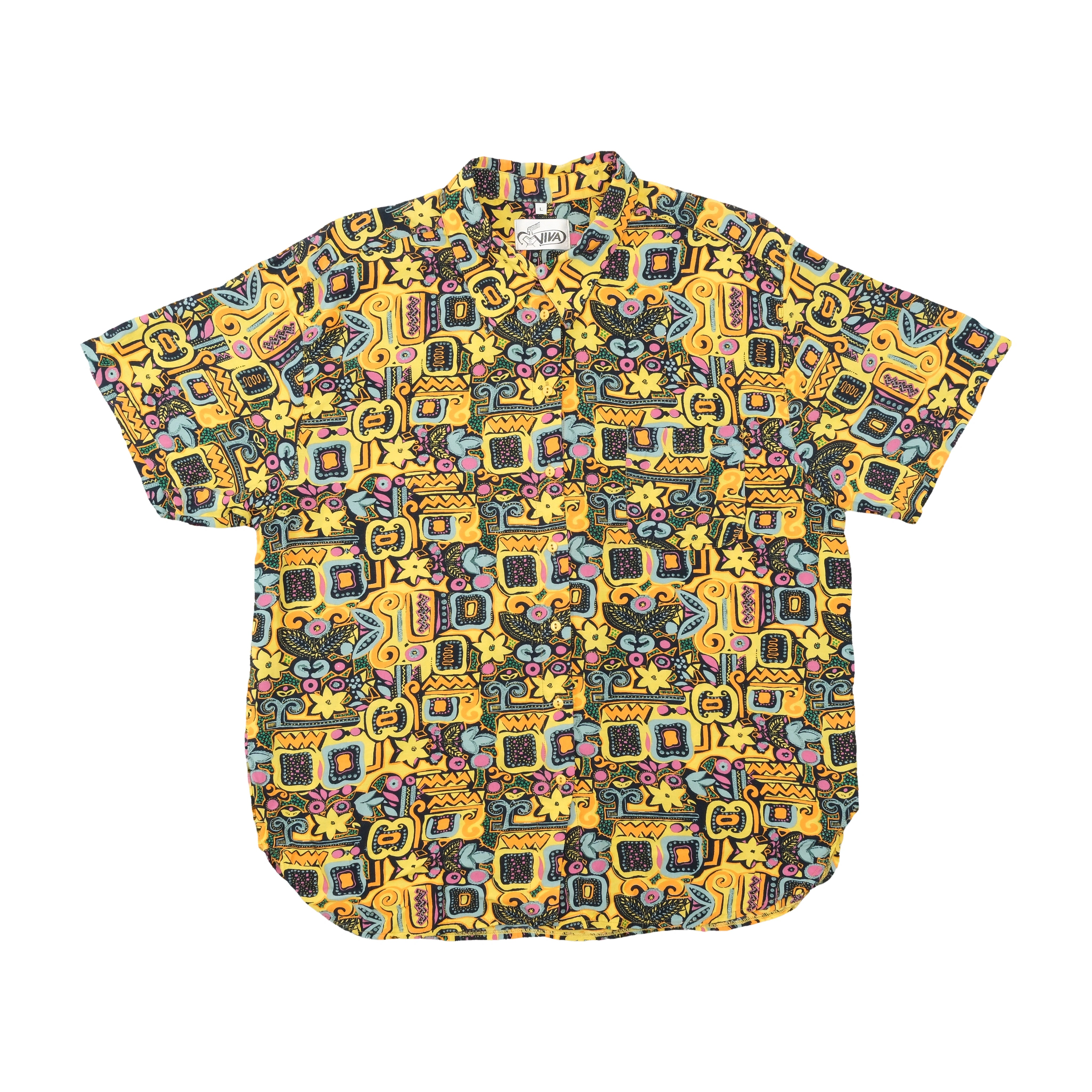 Viva Retro Abstract Print Button Up Shirt
