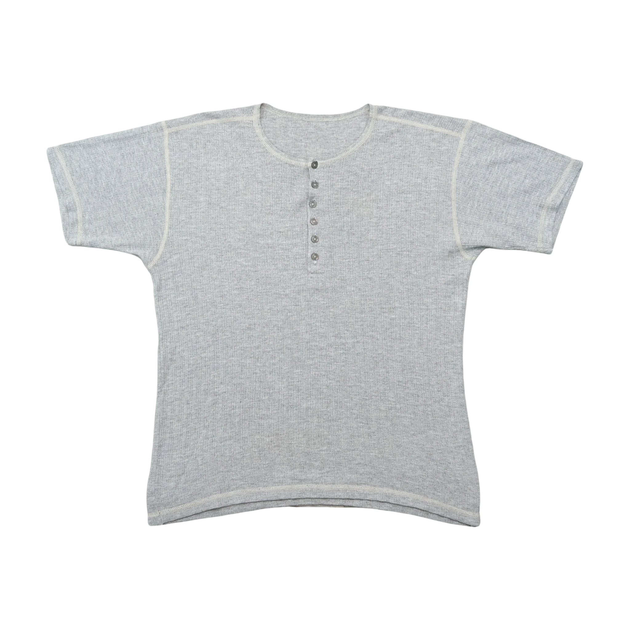 Vintage Heather Gray Ribbed Henley Shirt