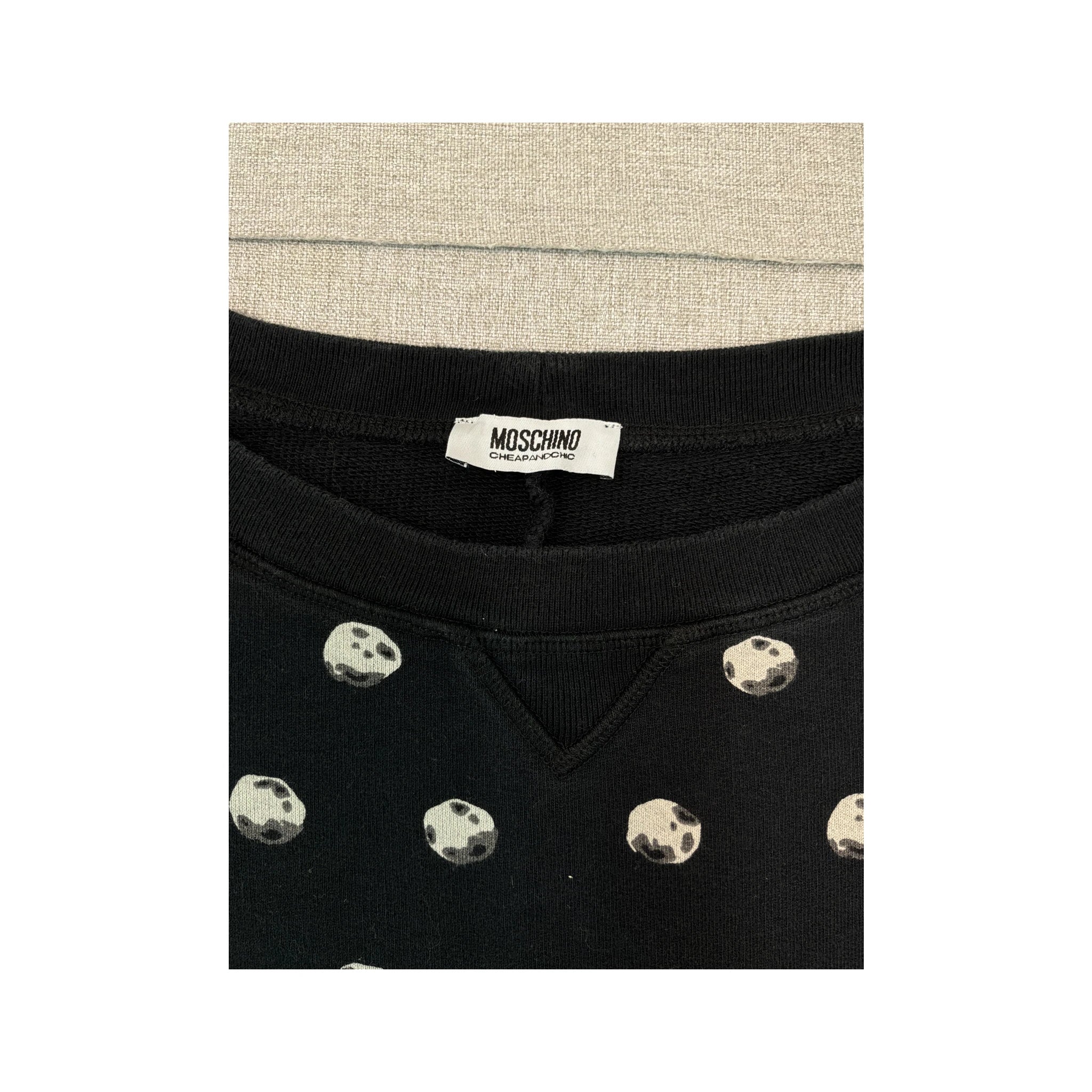 Moschino Cheap and Chic Moon Print Cotton Sweatshirt Dress