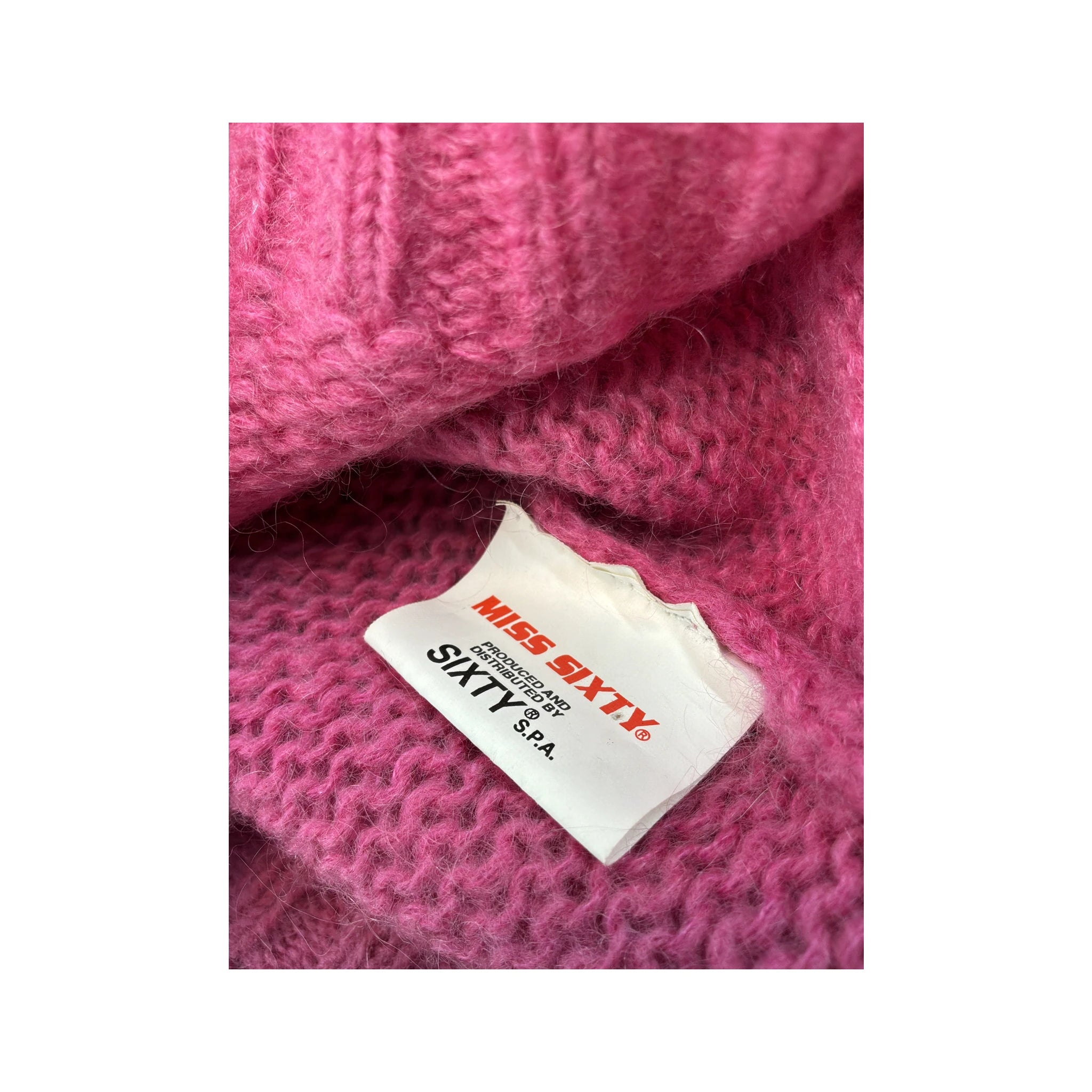 Miss Sixty Fuzzy Pink Mohair Turtleneck Sleeveless Sweater