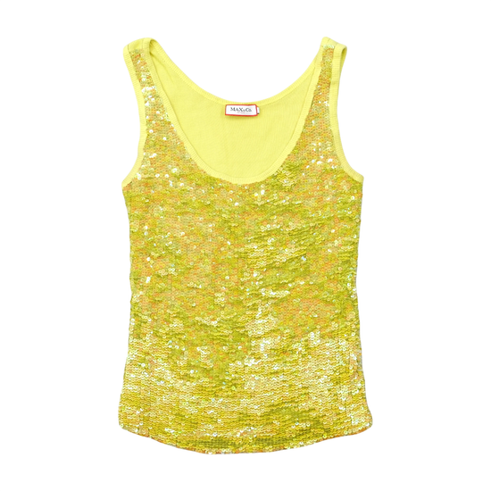 MAX&Co. Lime Green/Yellow Sequin Tank Top