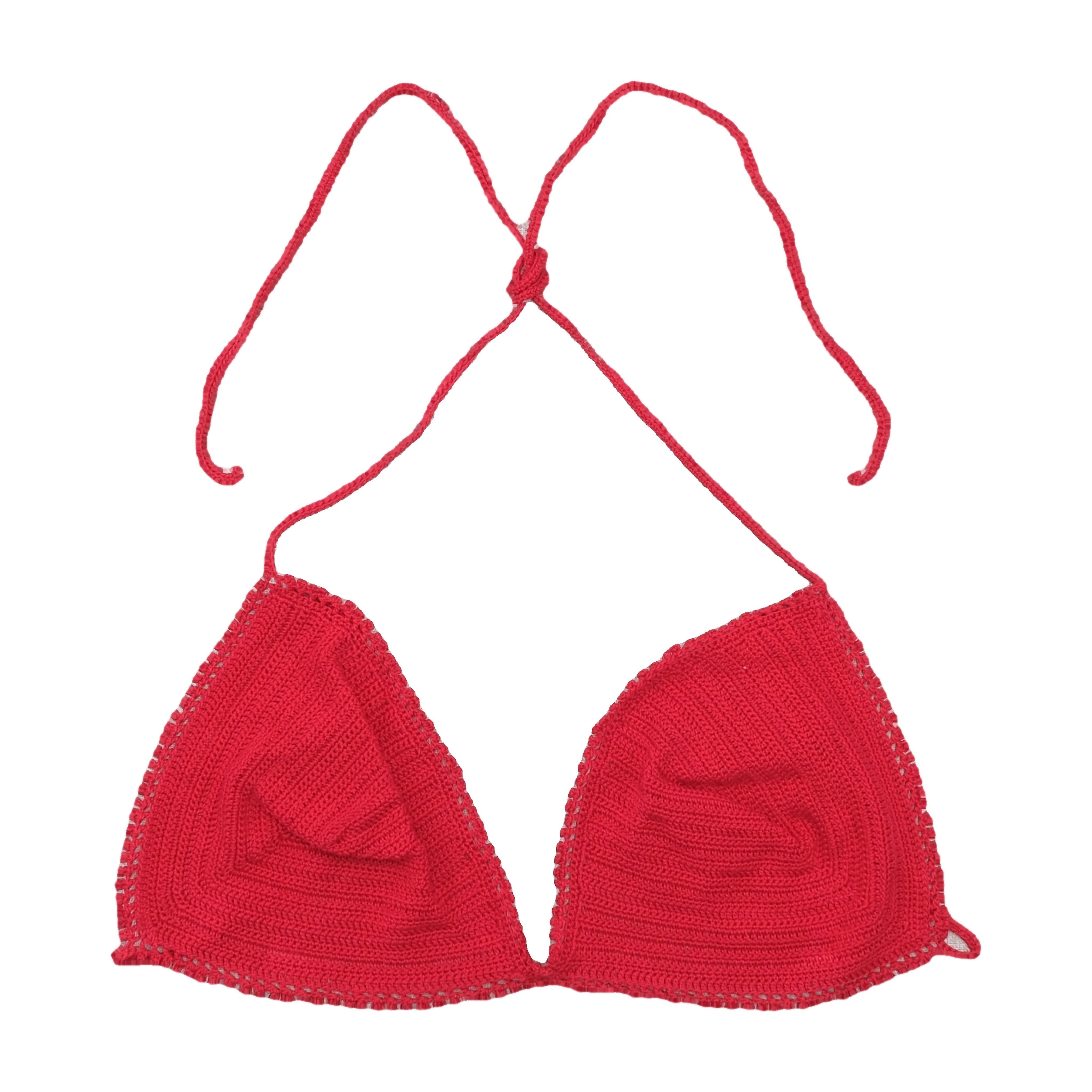 Hand Crocheted Halter Triangle Knit Top
