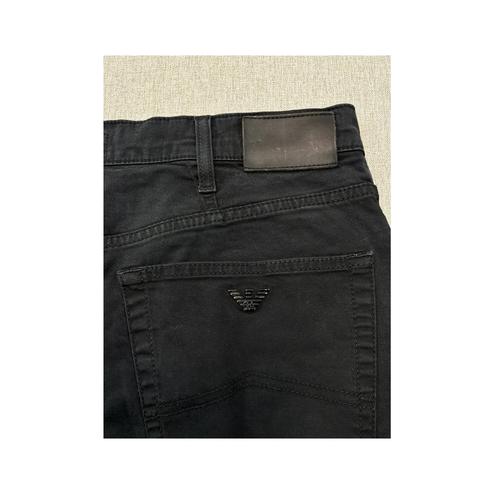 Armani Jeans Dark Wash Cotton Straight-Leg Five-Pocket Jeans