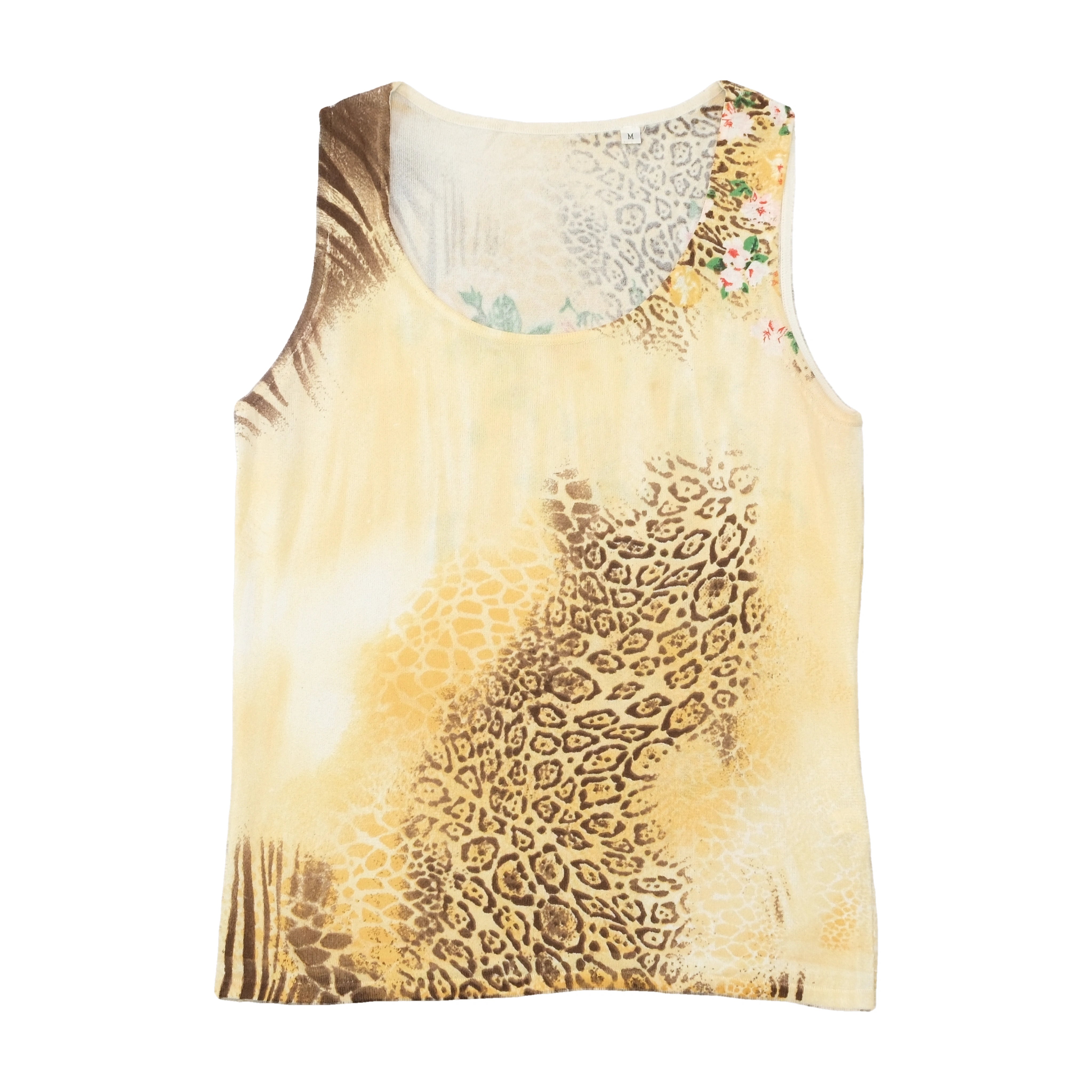 Vintage Floral Leopard Print Viscose Tank Top (Repriced)
