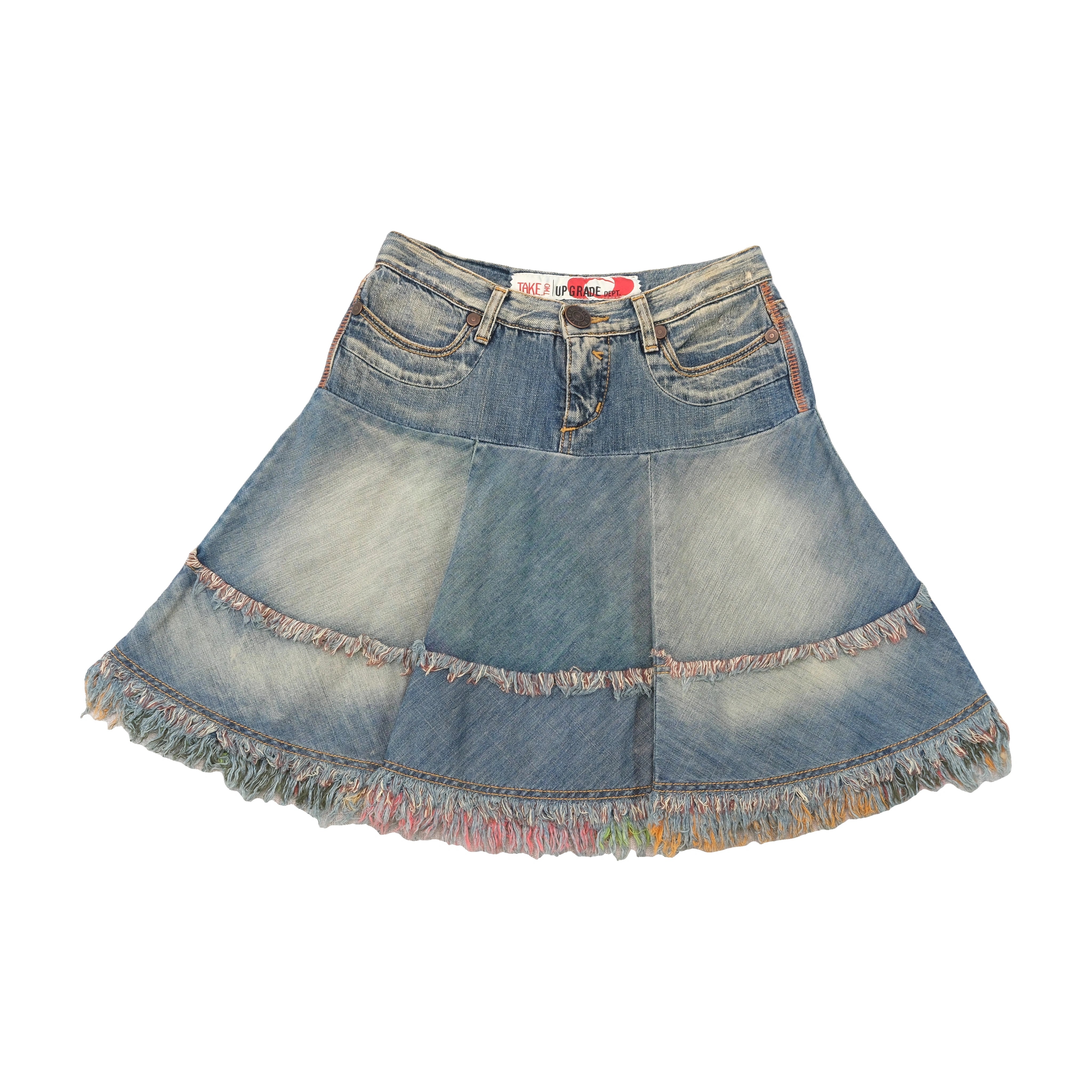 Take Two Distressed Frayed Denim Skirt