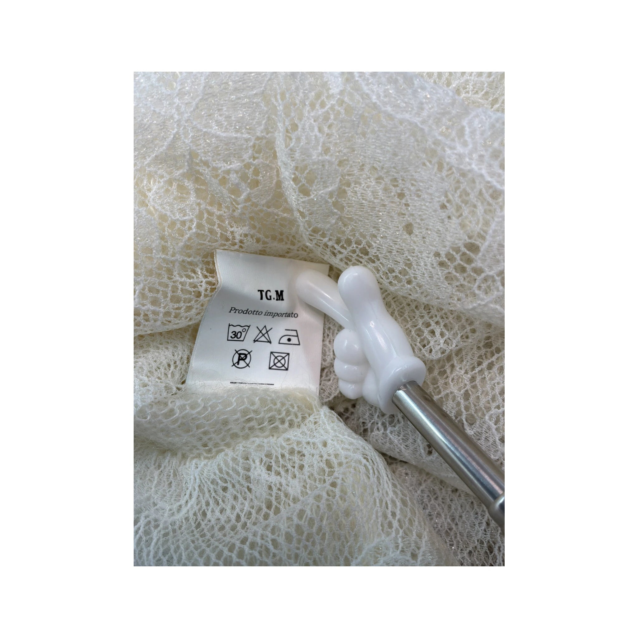Conbipel Mohair Lace Hem V-Neck Sweater