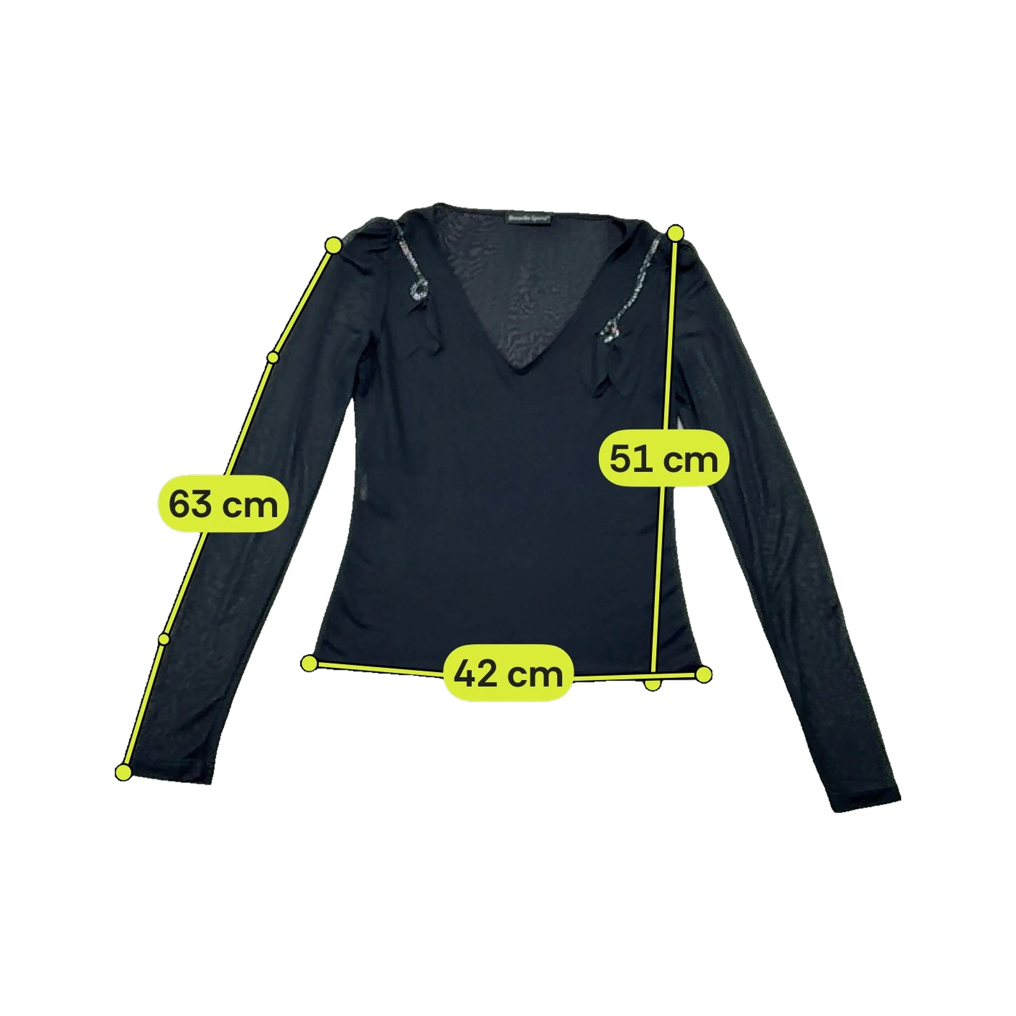 Rossella Sport Vintage Black Sheer Sequin Detail Polyester Blouse