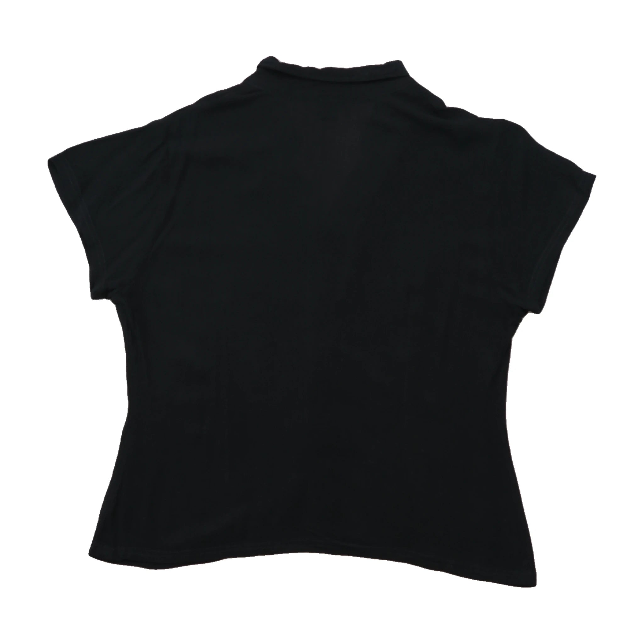 Blusa Mandala em Raiom preto de Manga curta com Botões à Frente