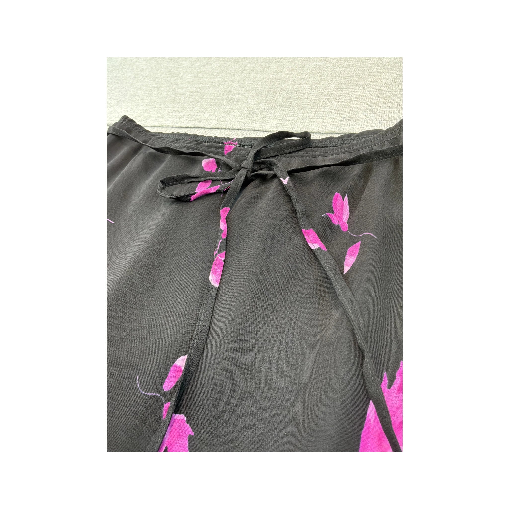 Vintage Black Pink Floral A-Line Skirt