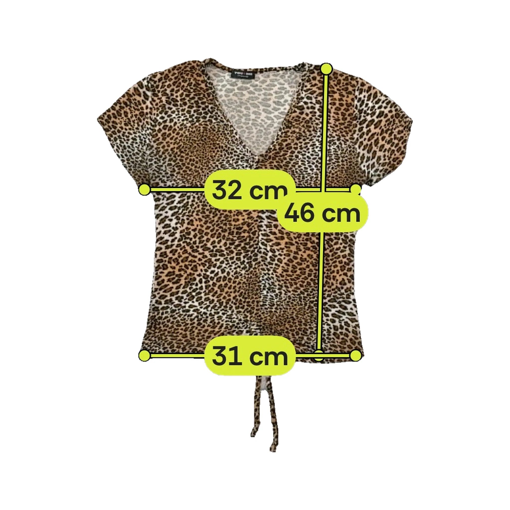 Blusa You & Me Italia Franzida com Nó à Frente e estampado de Leopardo