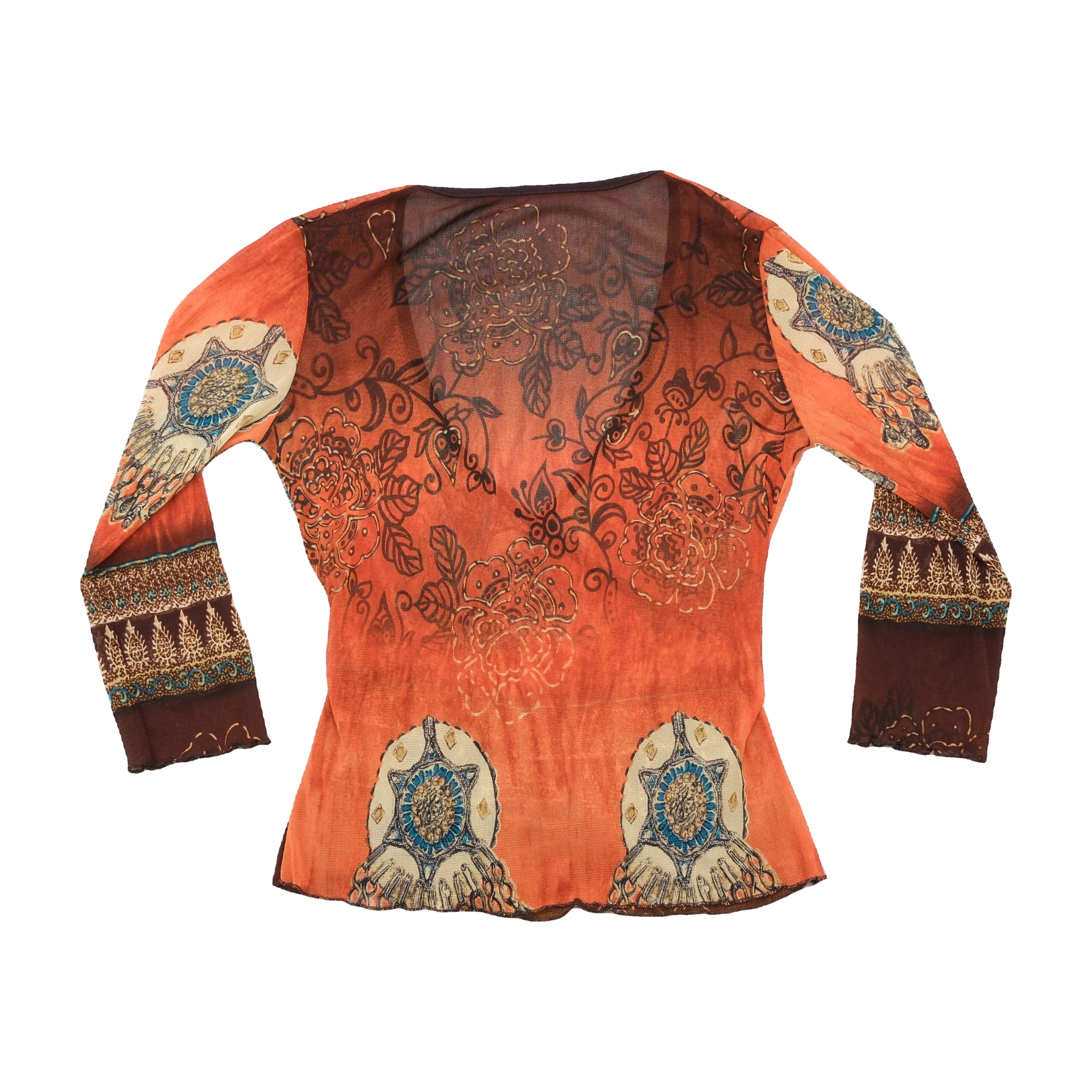 Sheer Printed Wrap Blouse