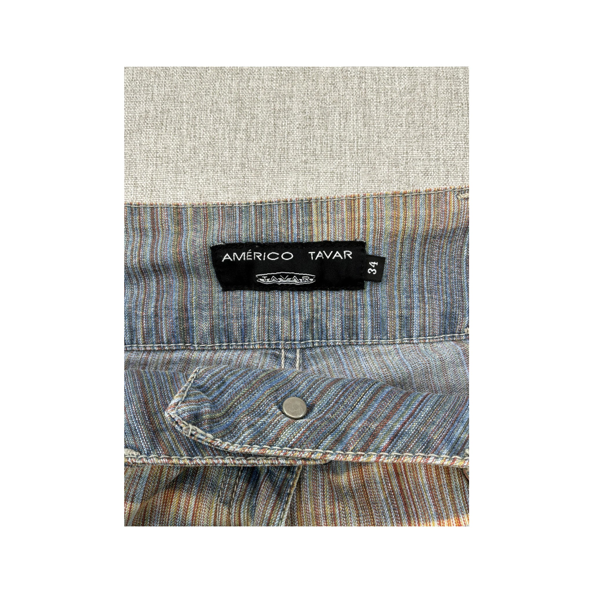 Americo Tavar Striped Flared Jeans