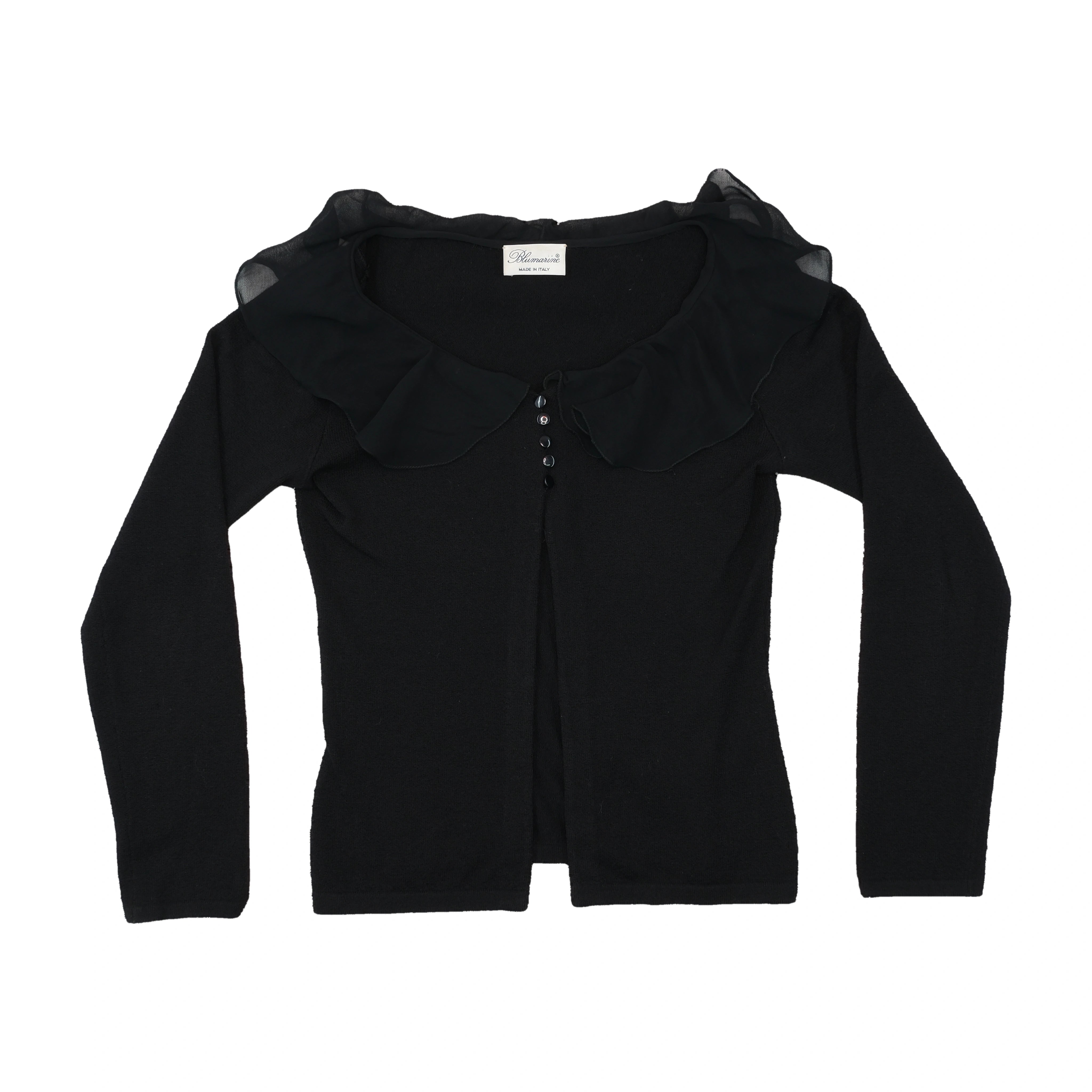 Blumarine Ruffle Collar Knit Cardigan