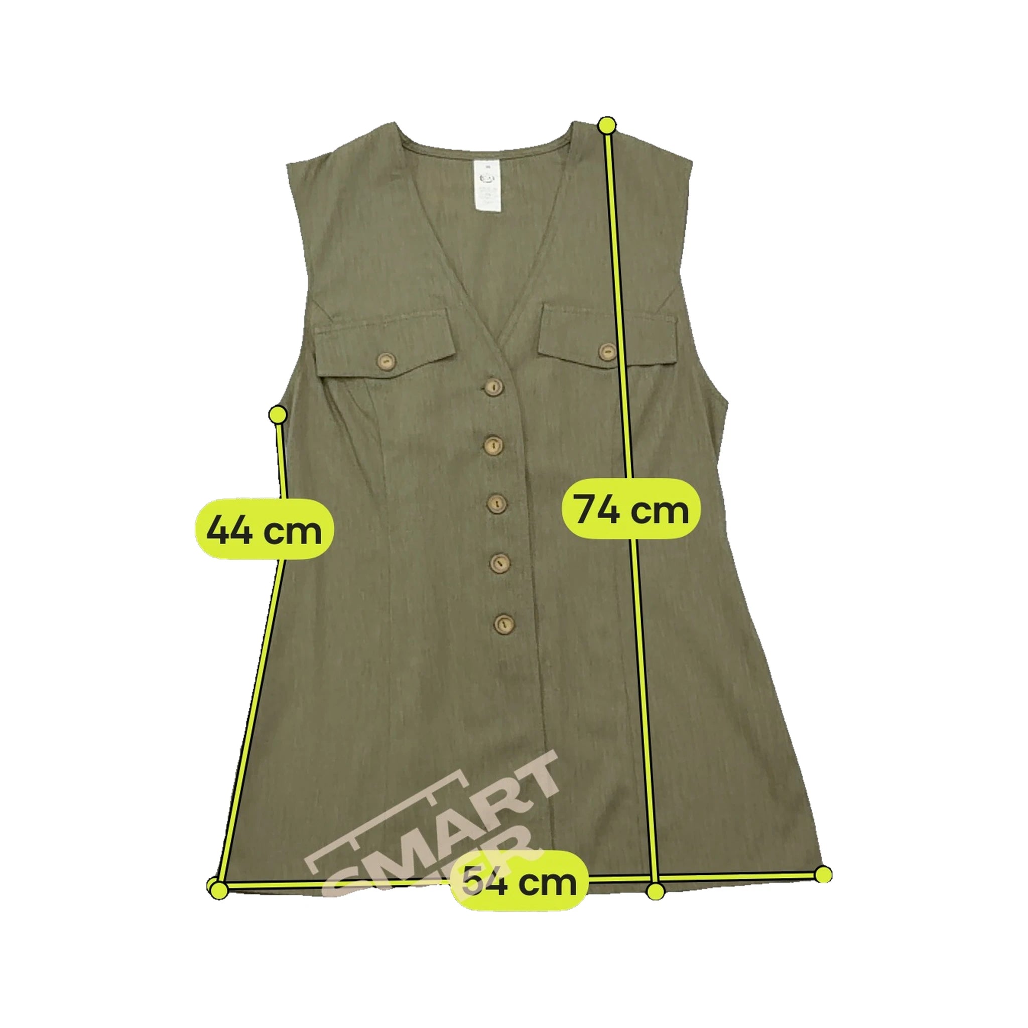 Vintage Olive Green Sleeveless Button-Front Blouse