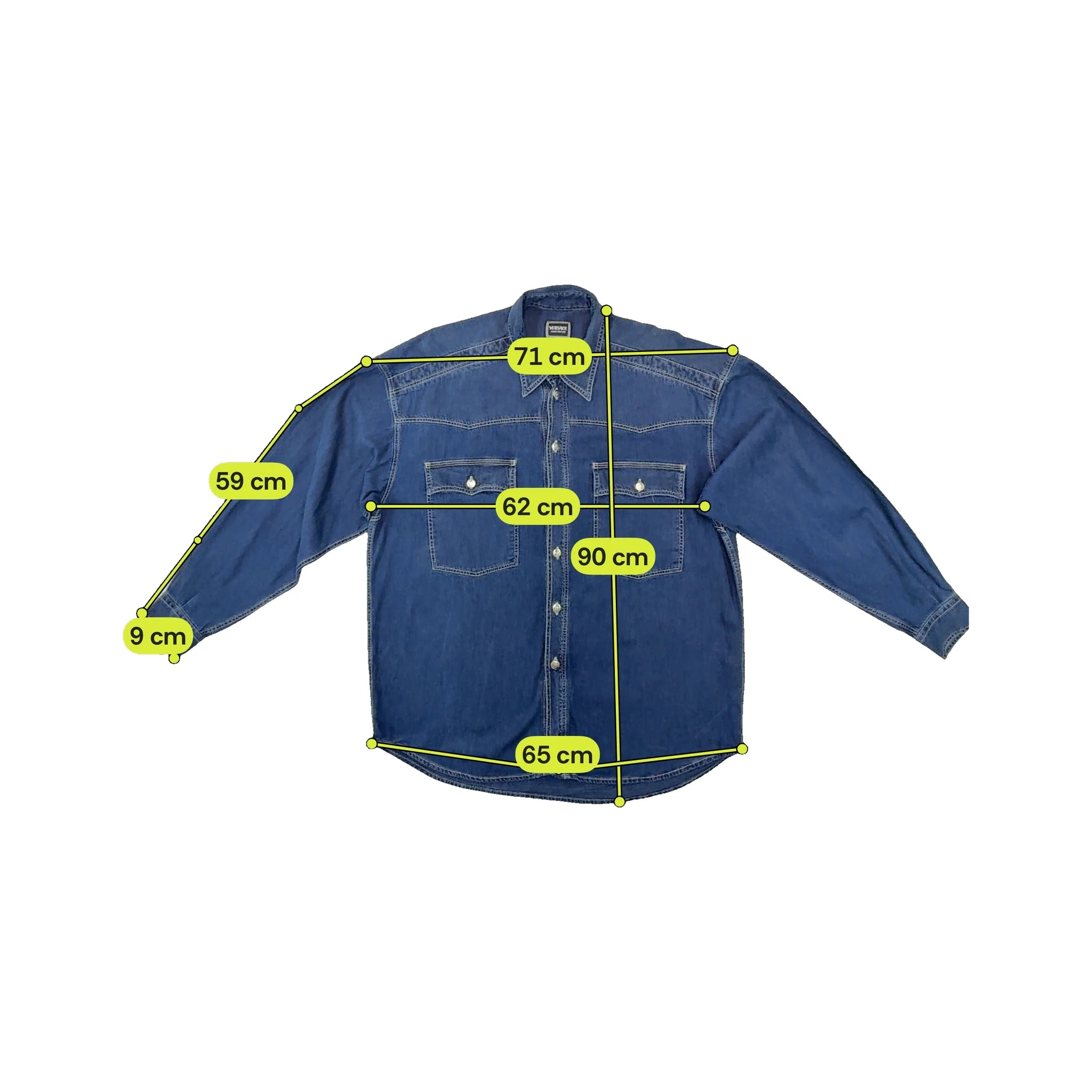 Versace Blue Denim Western Button Up Shirt