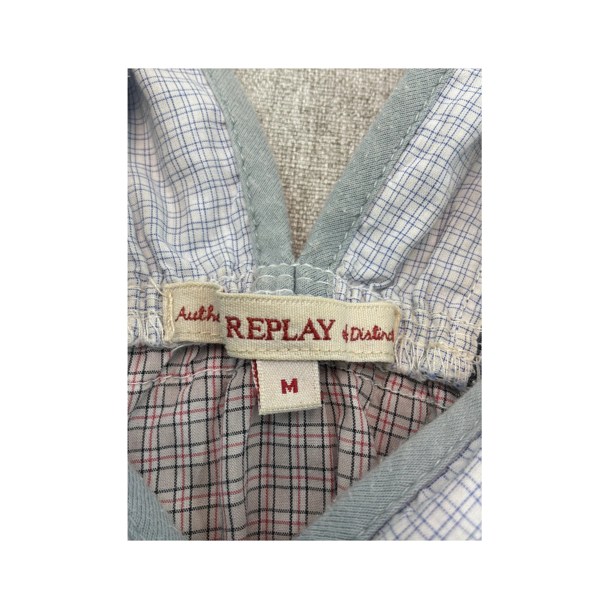 Blusa Replay com decote em V Profundo e xadrez Patchwork