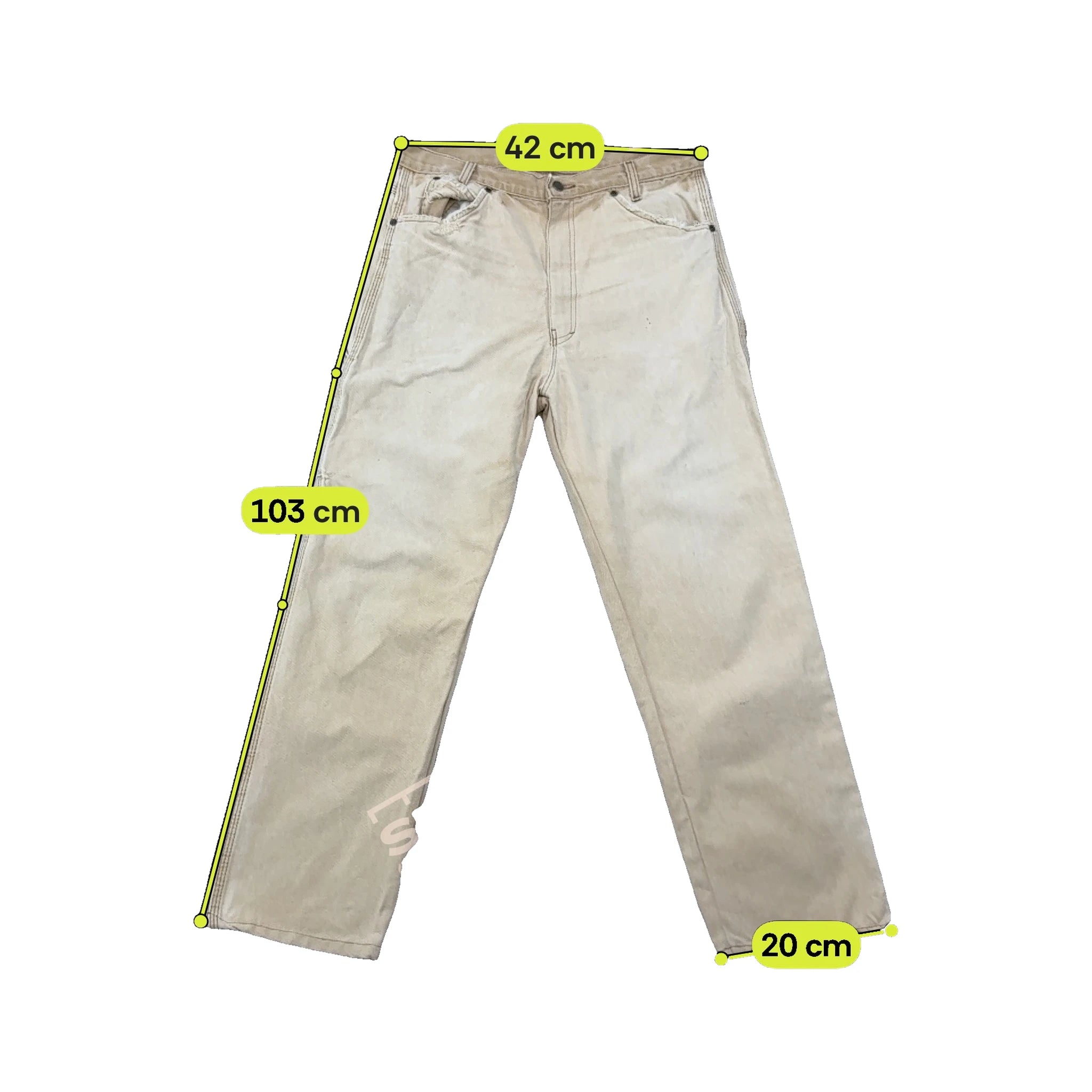 Calças de carpinteiro Dickies vintage em Lona de algodão bege