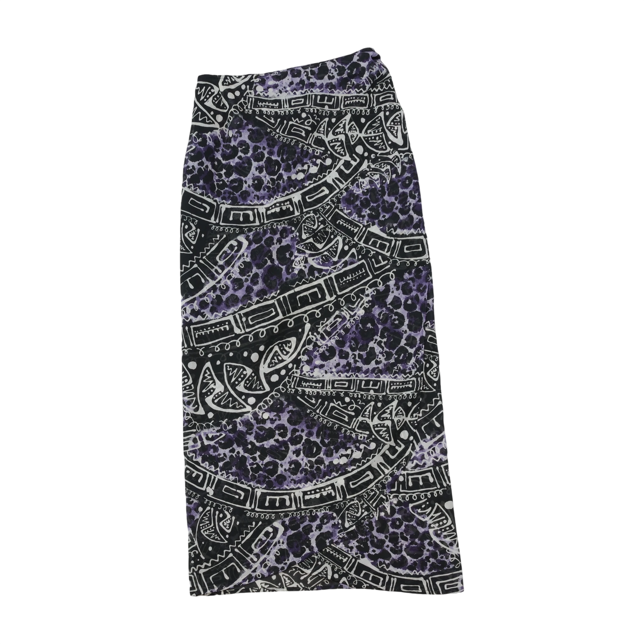 Abstract Tribal Leopard Print Midi Wrap Skirt