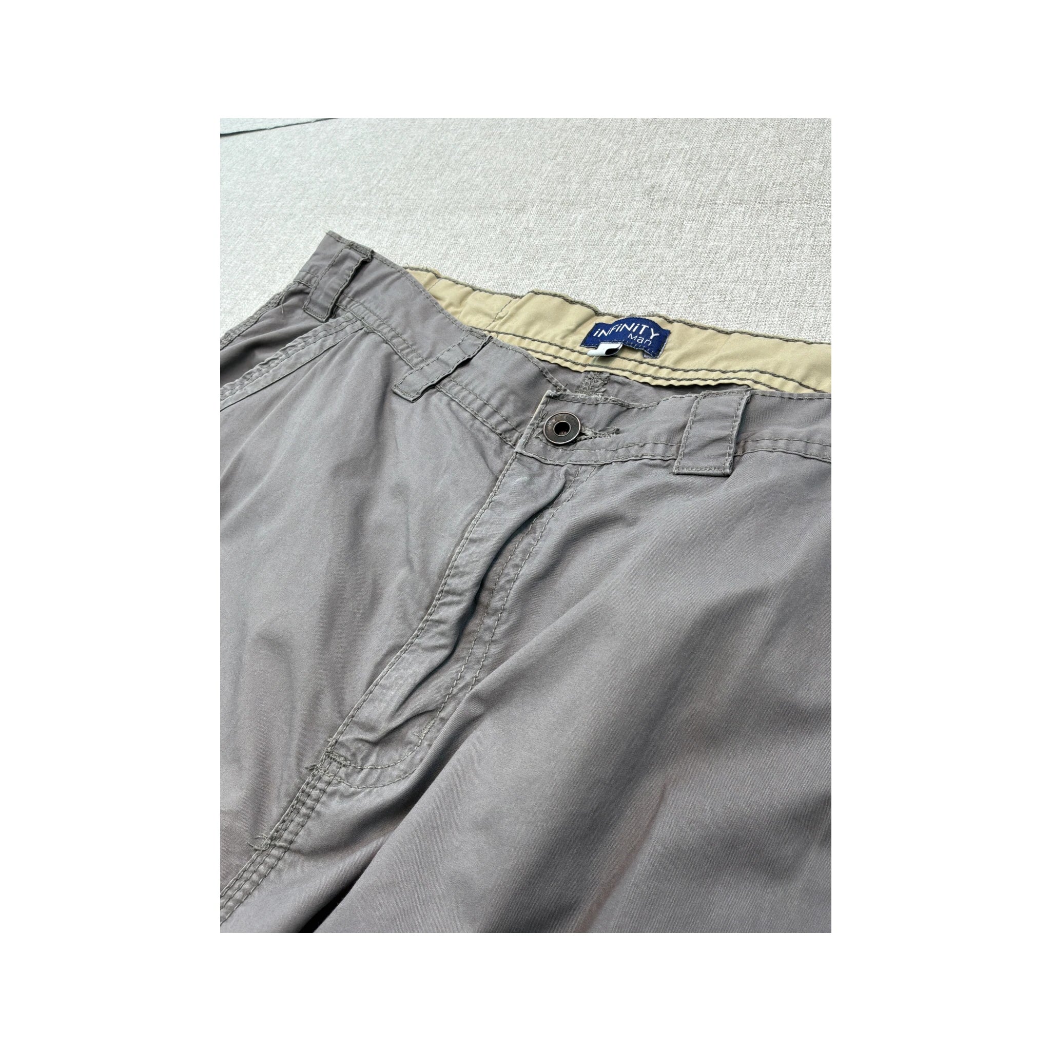 Infinity Man Gray Cotton Utility Cargo Pants
