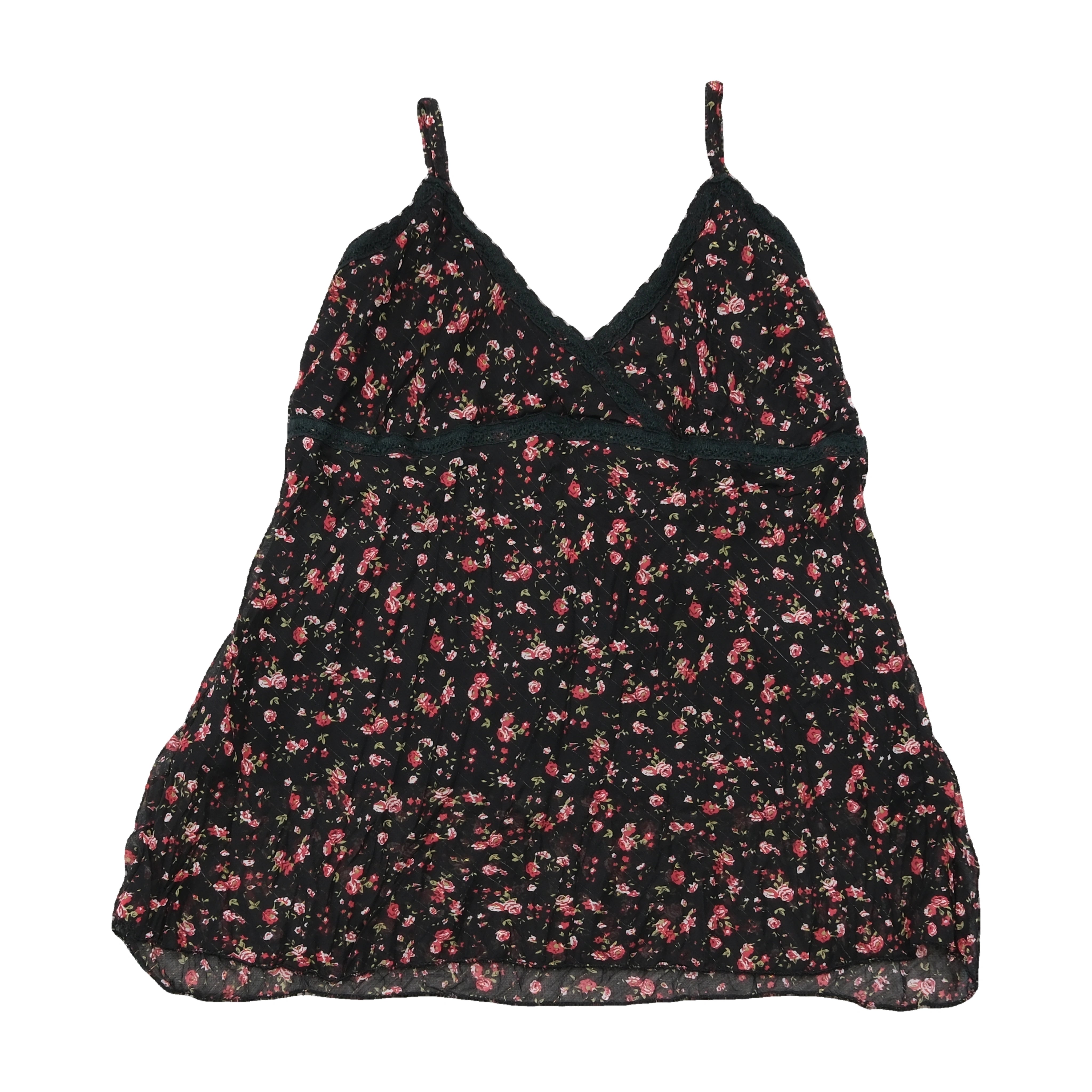 Top de alças Bluoltre floral com Acabamento em renda
