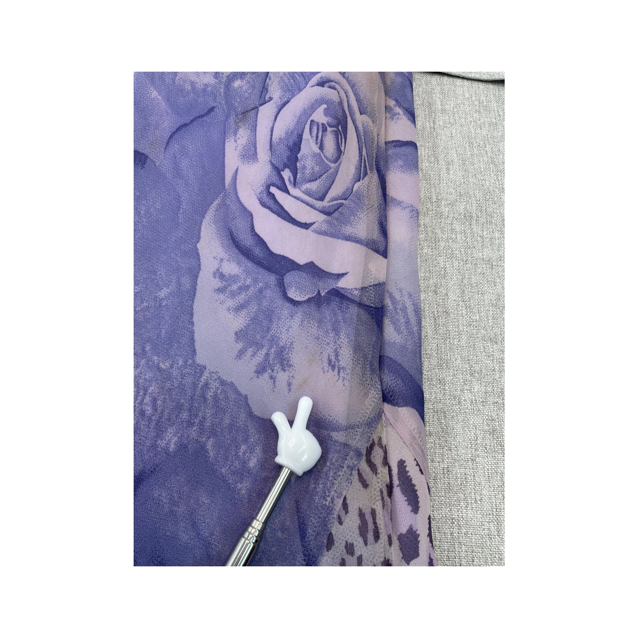 Vintage Purple Rose and Animal Print Asymmetric Midi Skirt