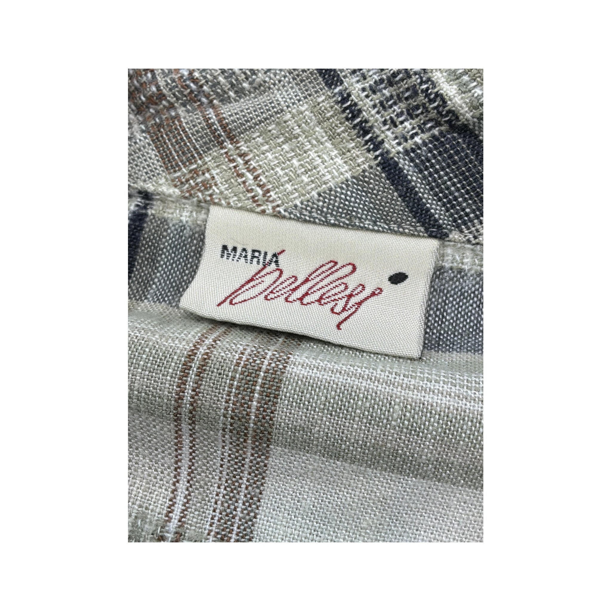 Maria Bellesi Plaid Linen Blend Zip Front Shirt