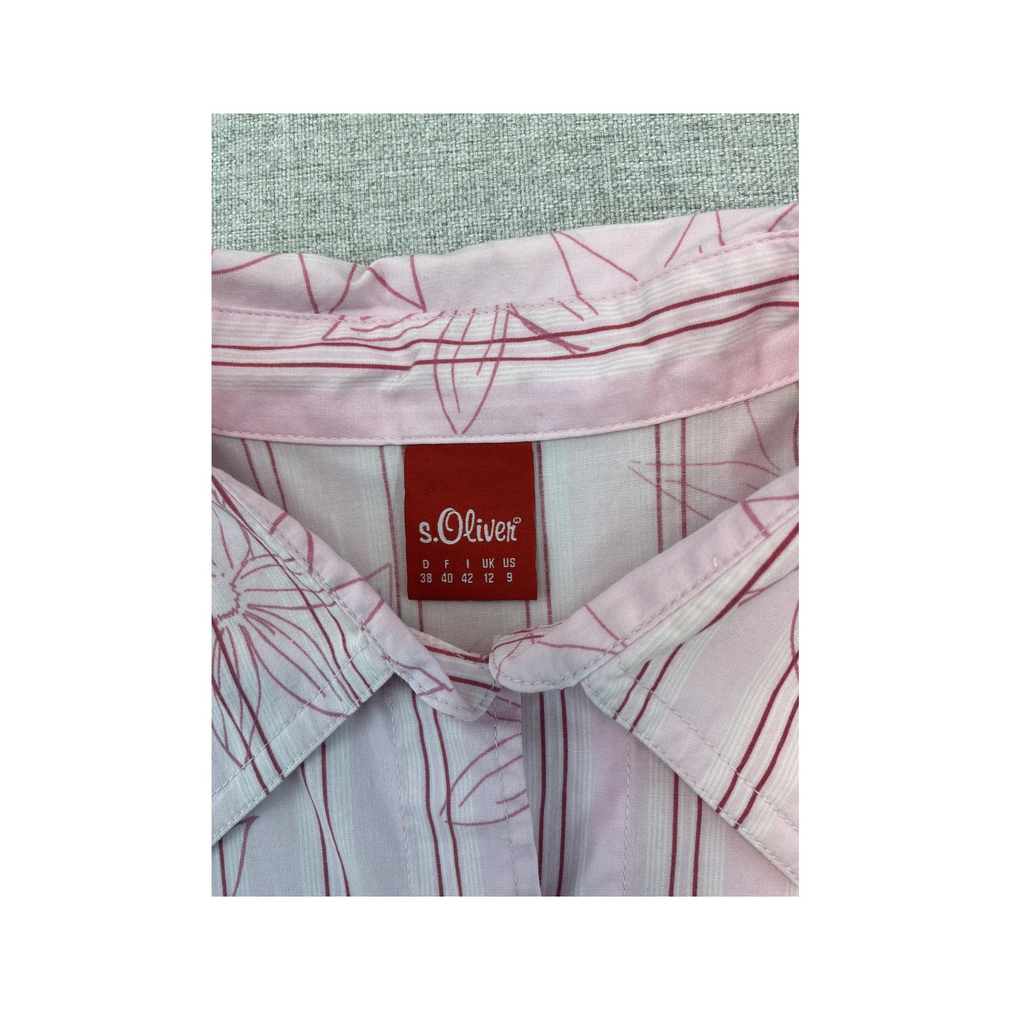 s.Oliver Floral Striped Cotton Button Up Shirt