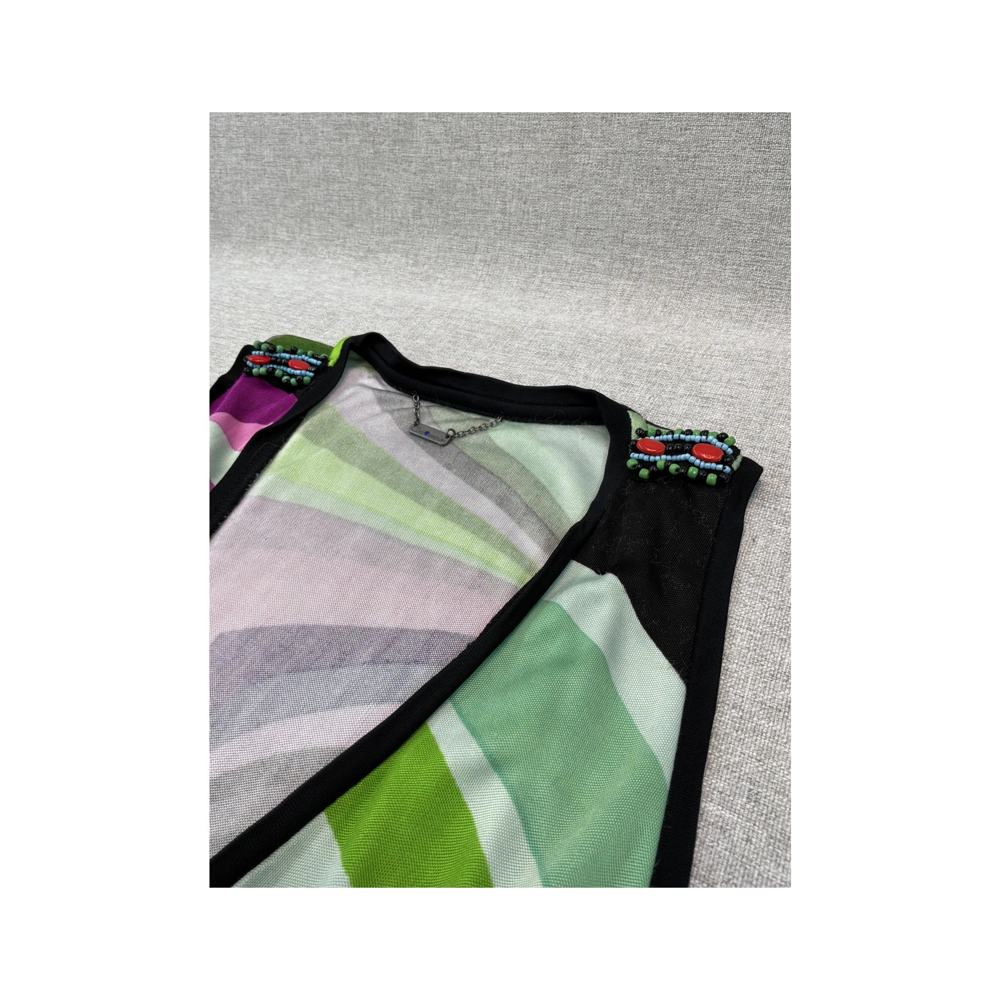 Custo Barcelona Abstract Print Beaded Sleeveless Dress