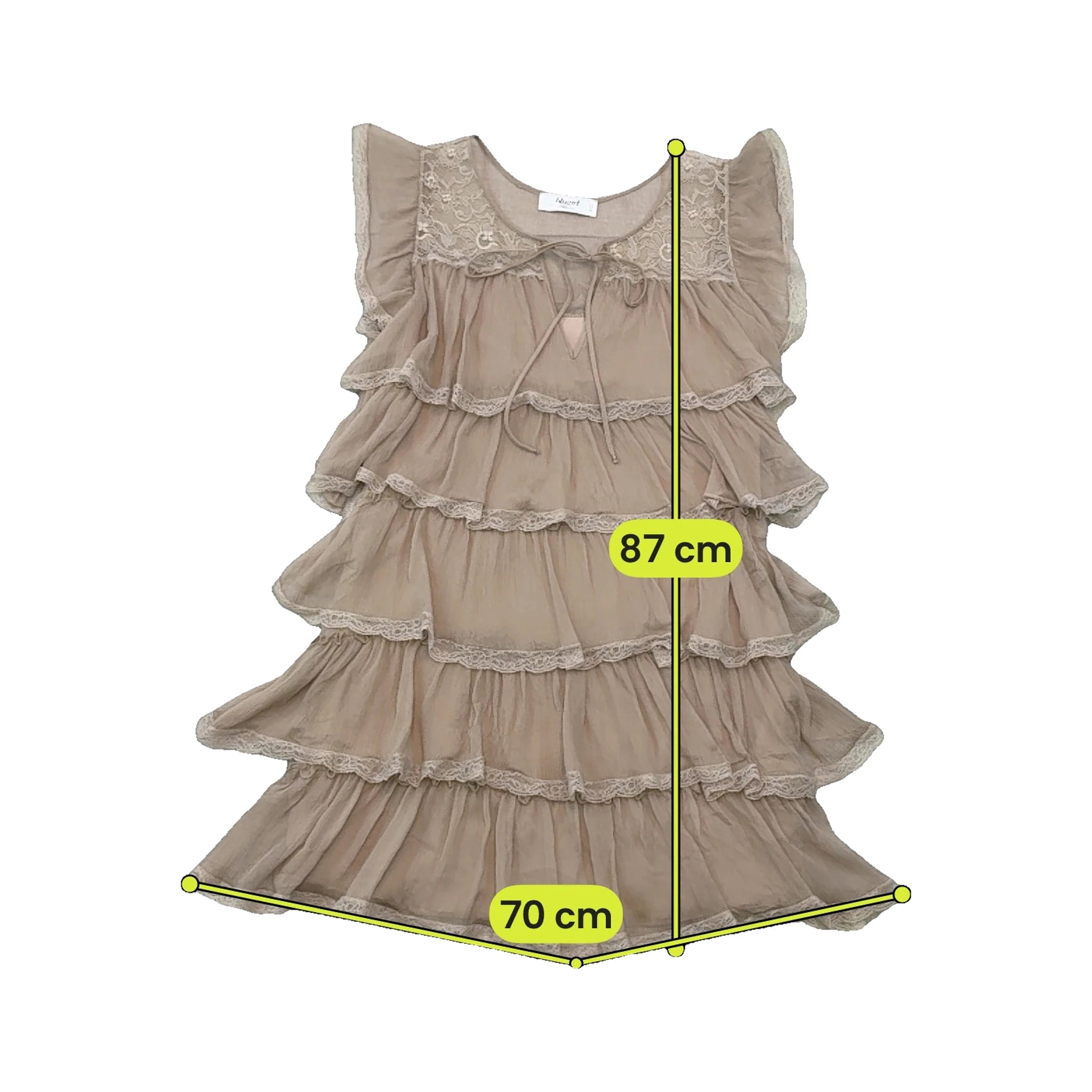 Blugirl by Blumarine Beige Tiered Lace Trim Silk Dress