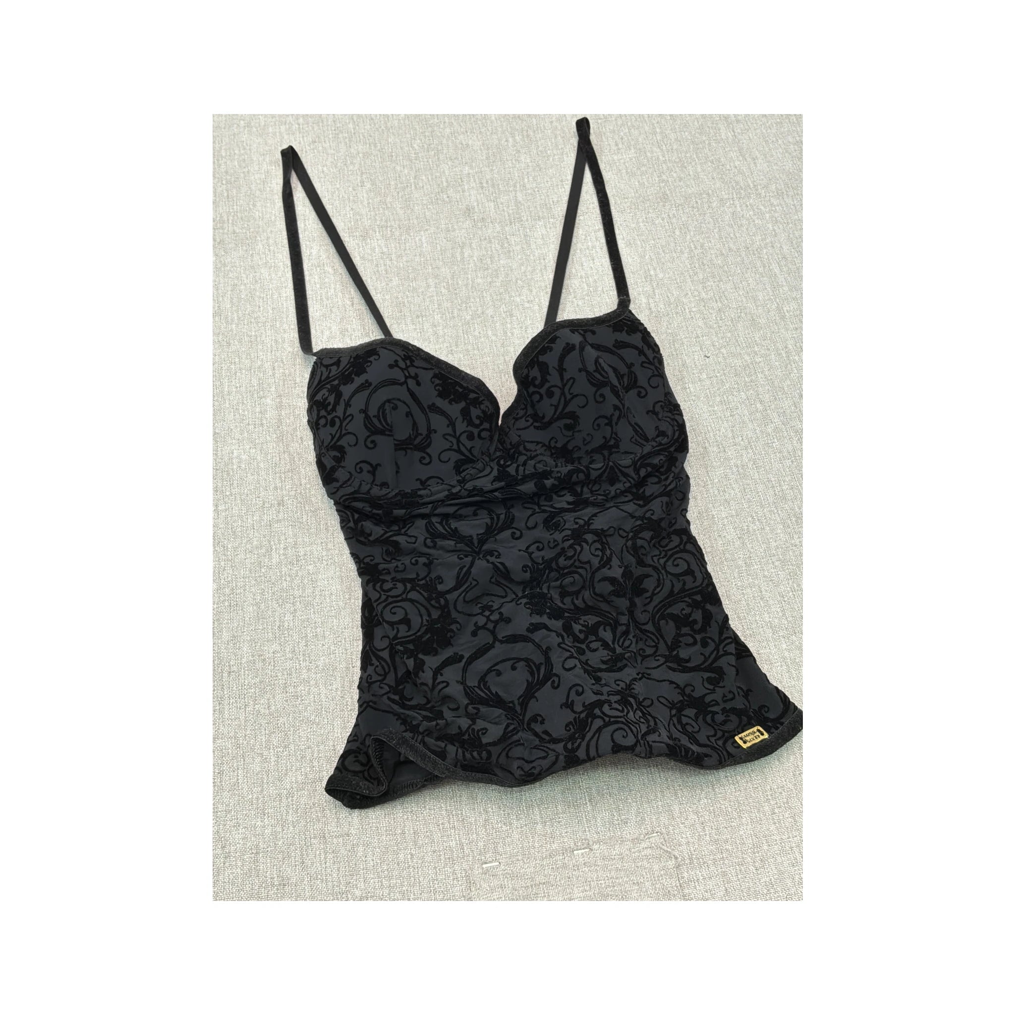 Miss Sixty Flocked Lace Up Corset Tank Top