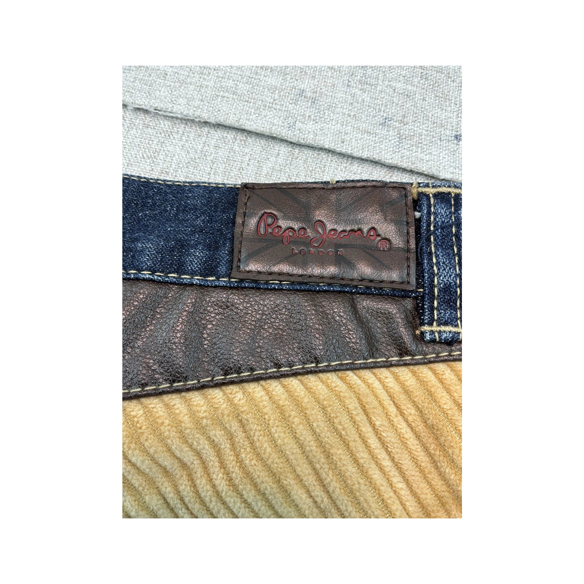 Pepe Jeans London Patchwork Denim Corduroy Skirt