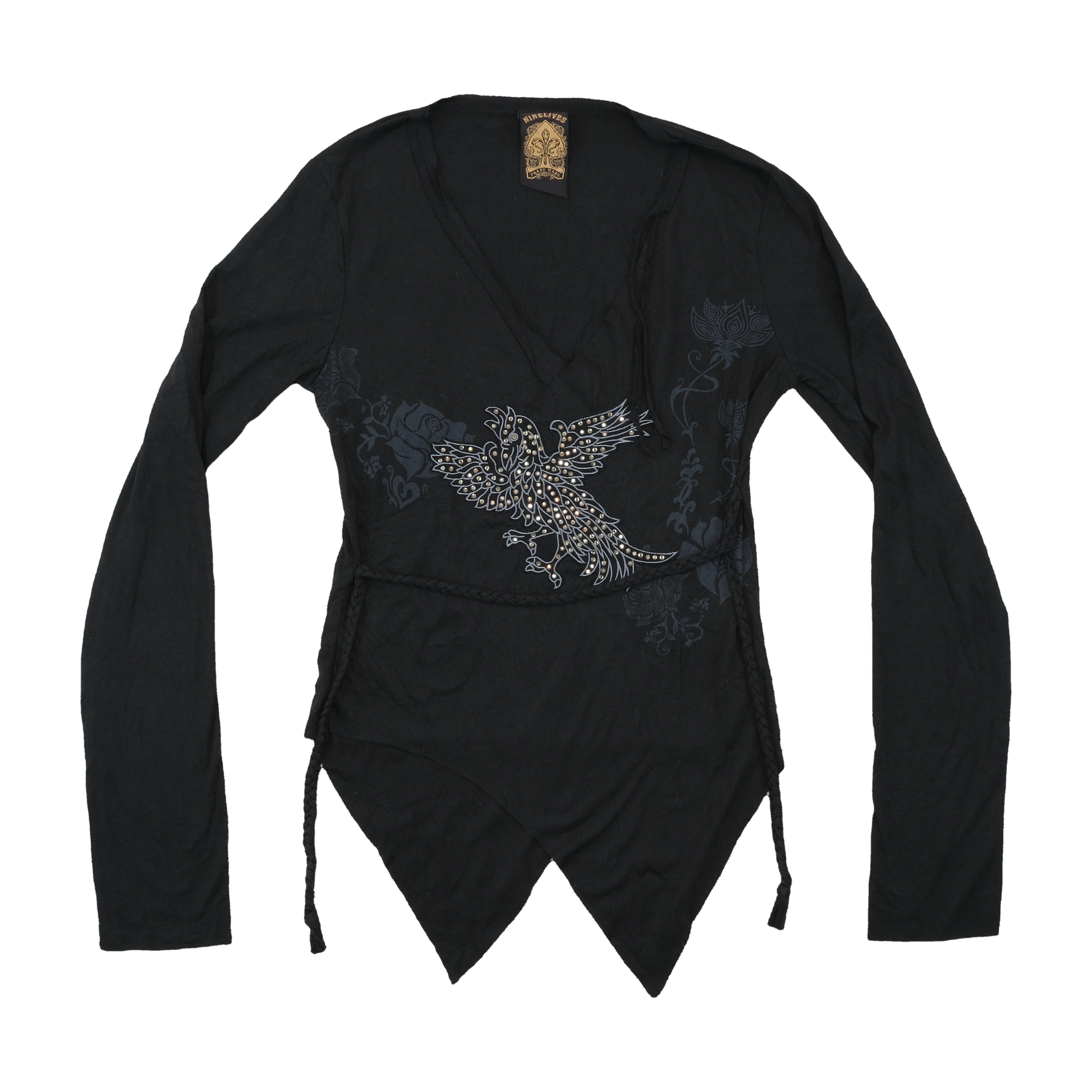 Nine Lives Studded Phoenix Handkerchief Hem Blouse