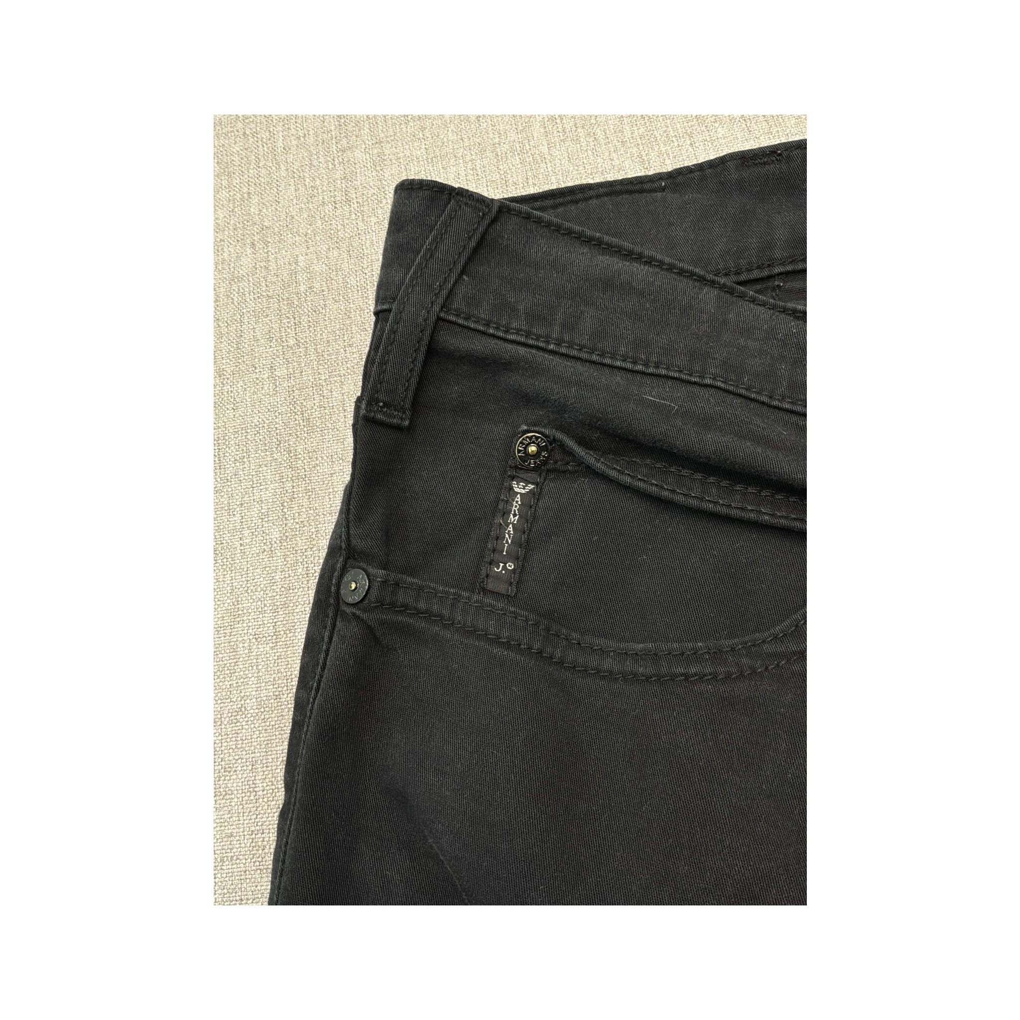 Armani Jeans Dark Wash Cotton Straight-Leg Five-Pocket Jeans