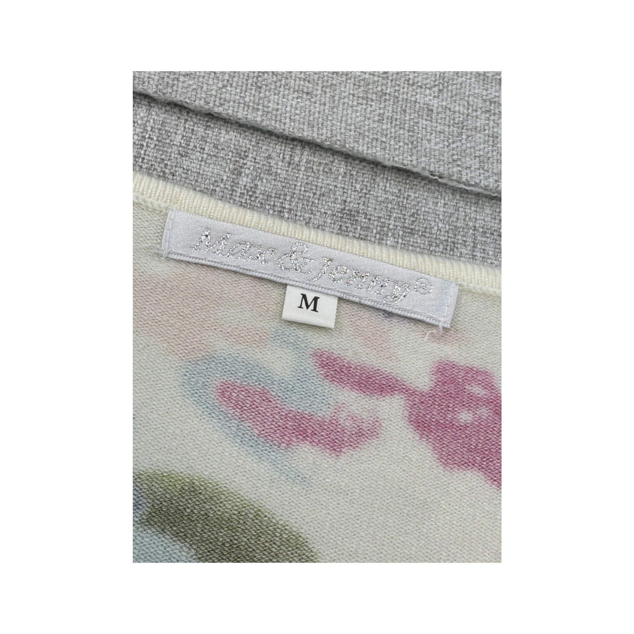Floral Rib Knit V-Neck Button Cardigan Sweater