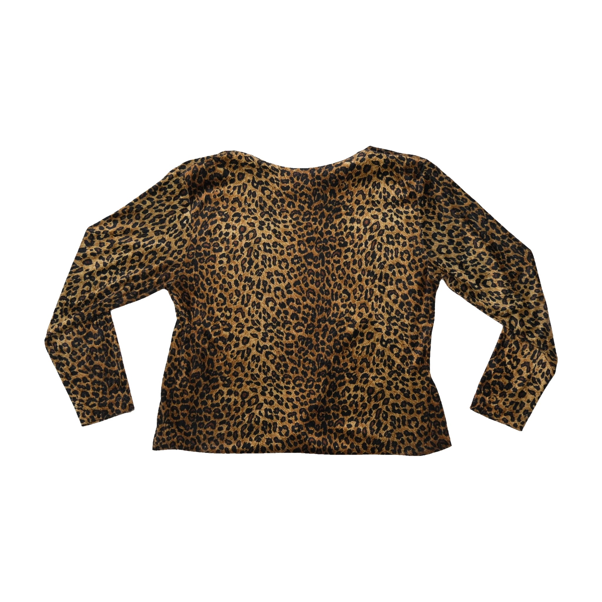 Blusa vintage de Manga Comprida com estampado de Leopardo