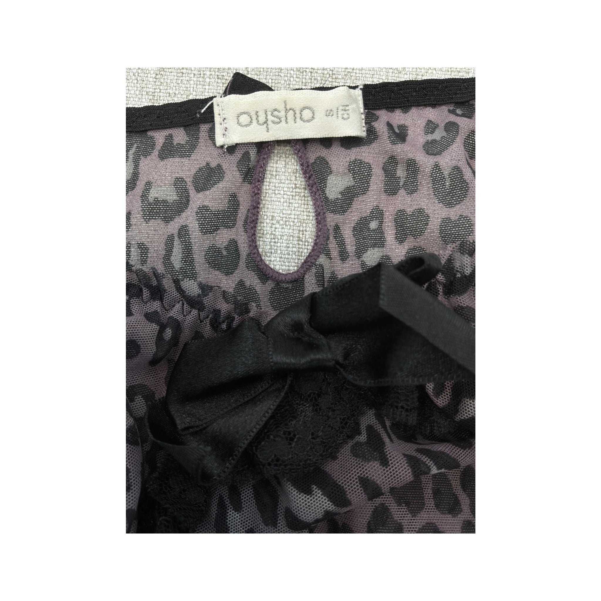 OshO Leopard Print Sheer Mesh Babydoll Slip Dress