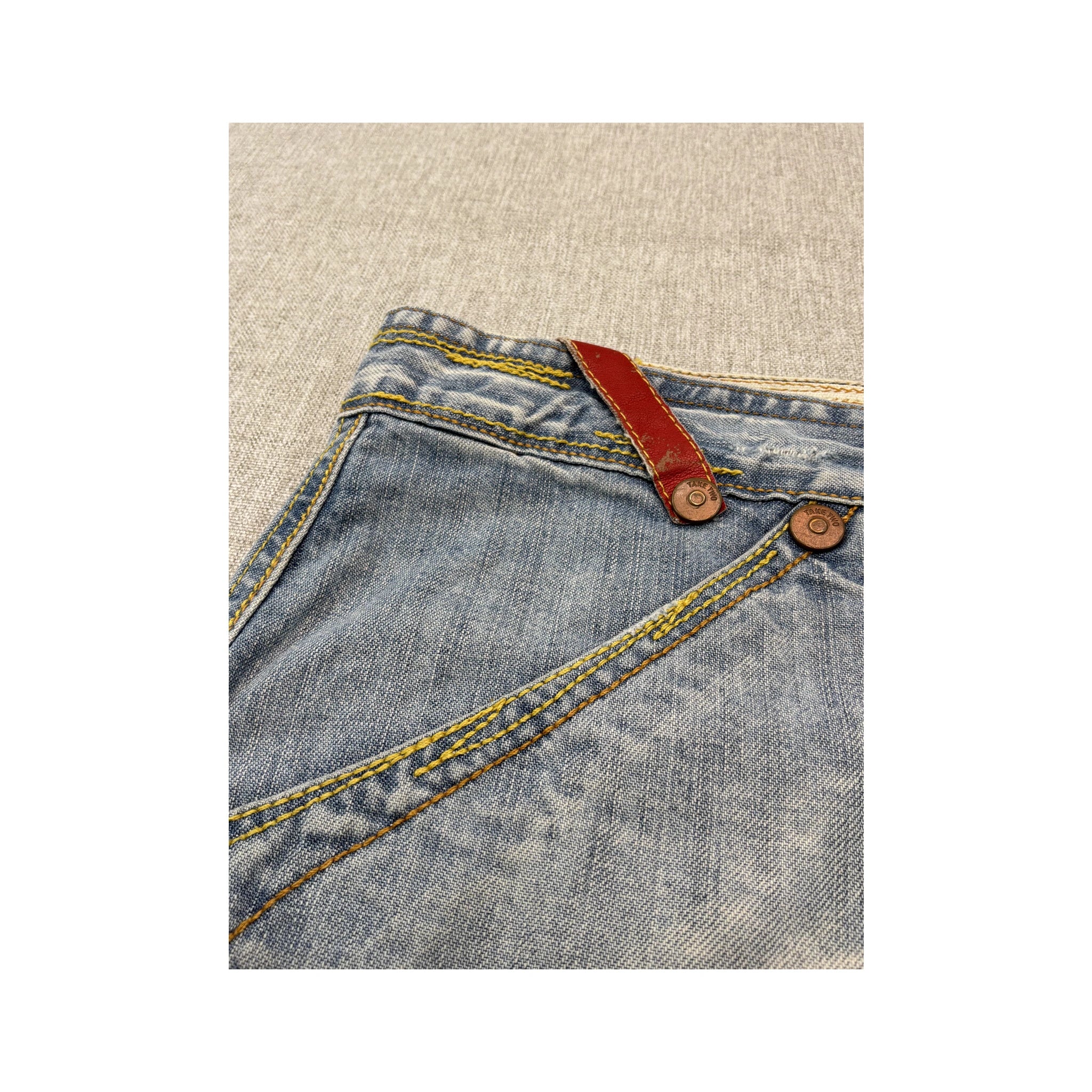 Mini saia Take Two em ganga de Lavagem Clara