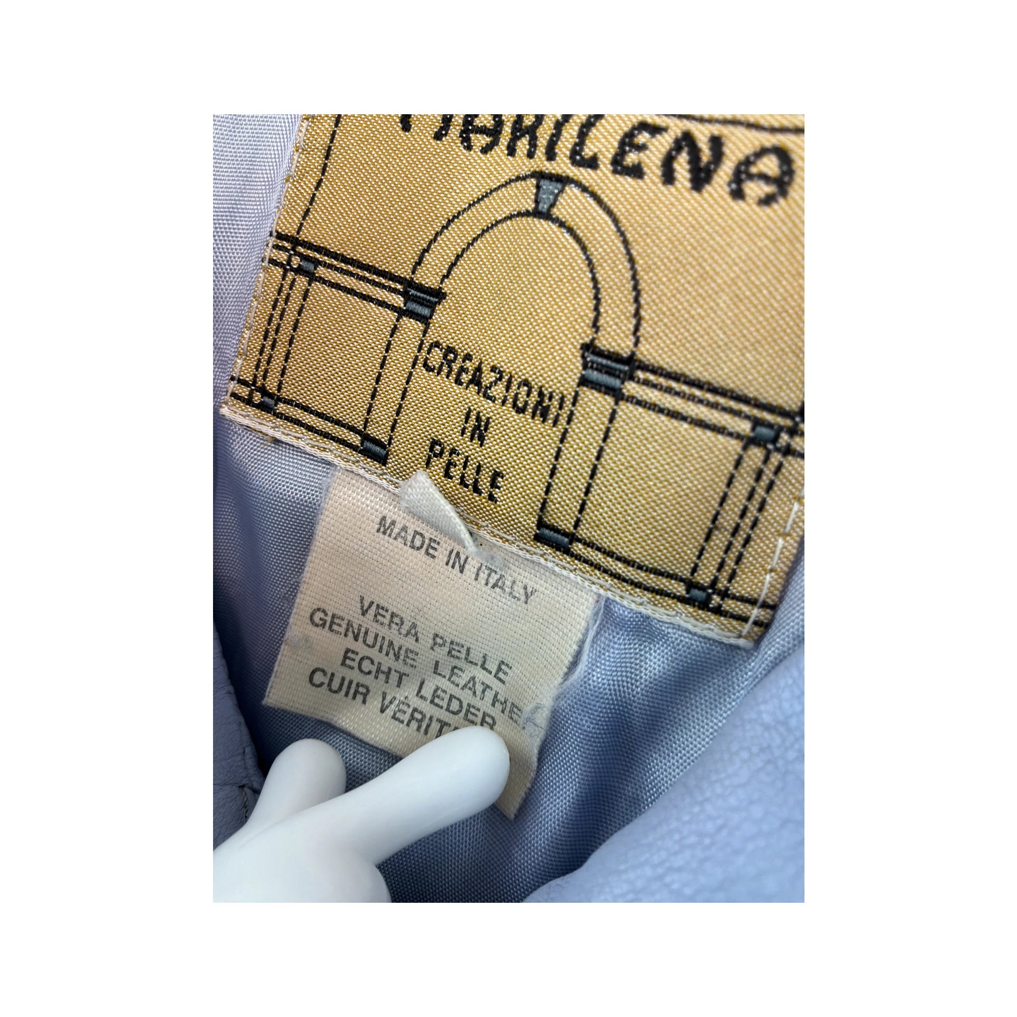Casaco vintage Merilleno em pele Azul-clara com Fecho