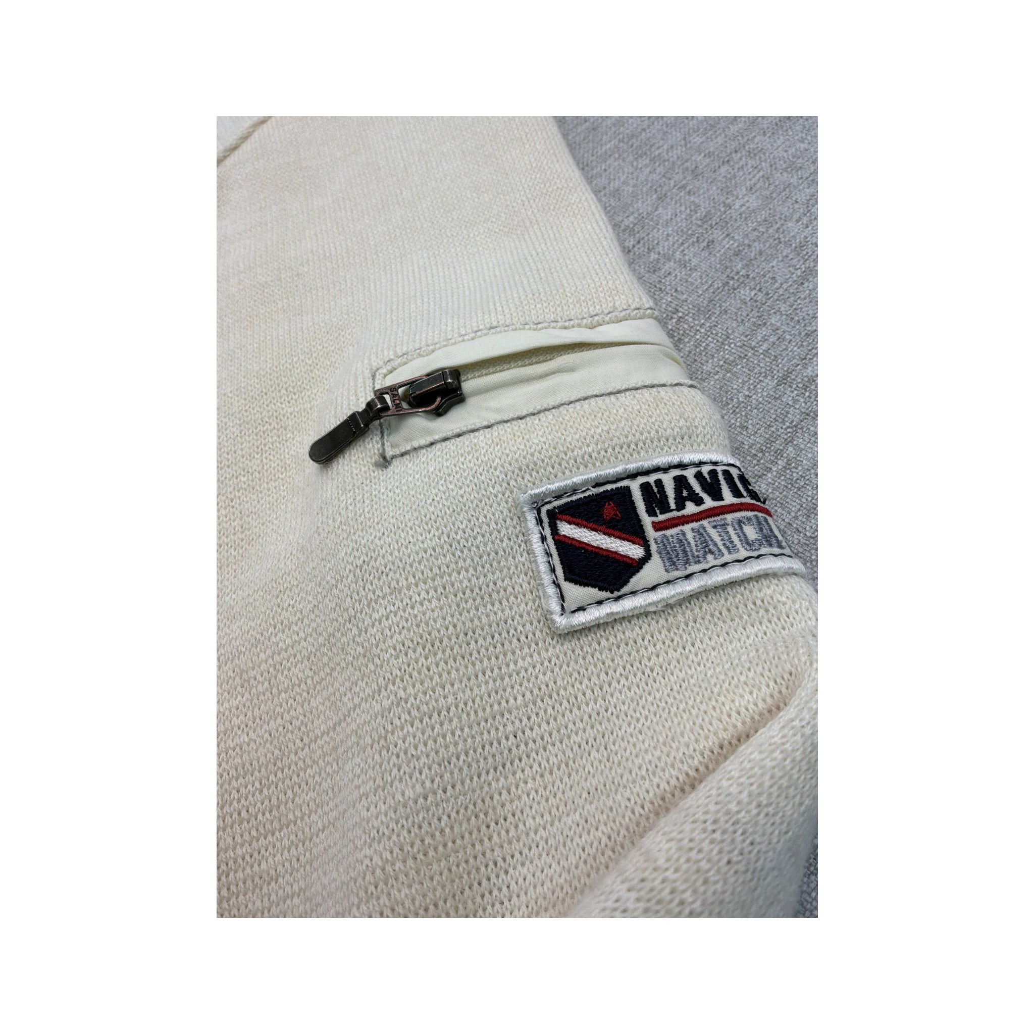Navigare Vintage New Wool Full Zip Mock Neck Knit Sweater