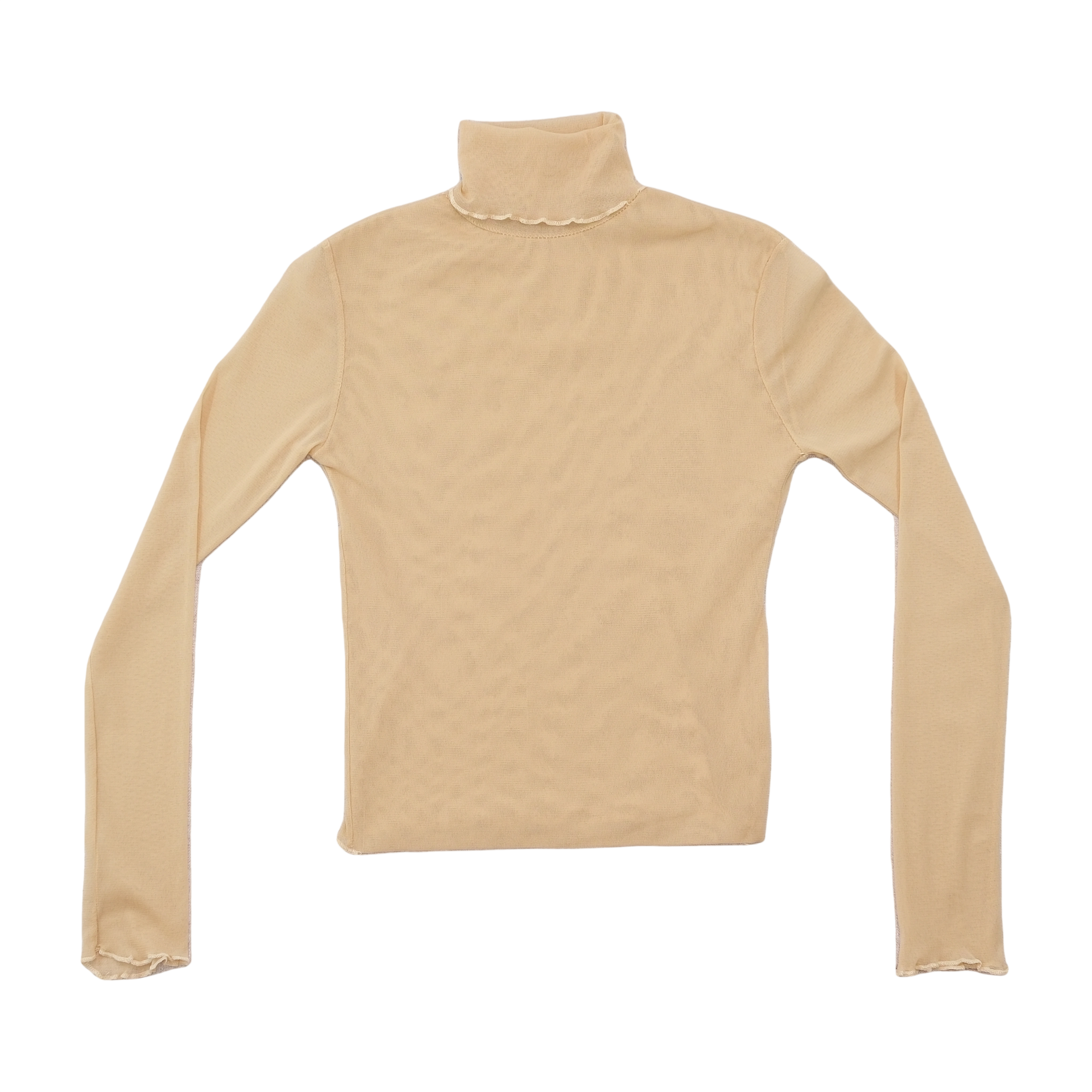 Sheer Lettuce Edge Turtleneck Top