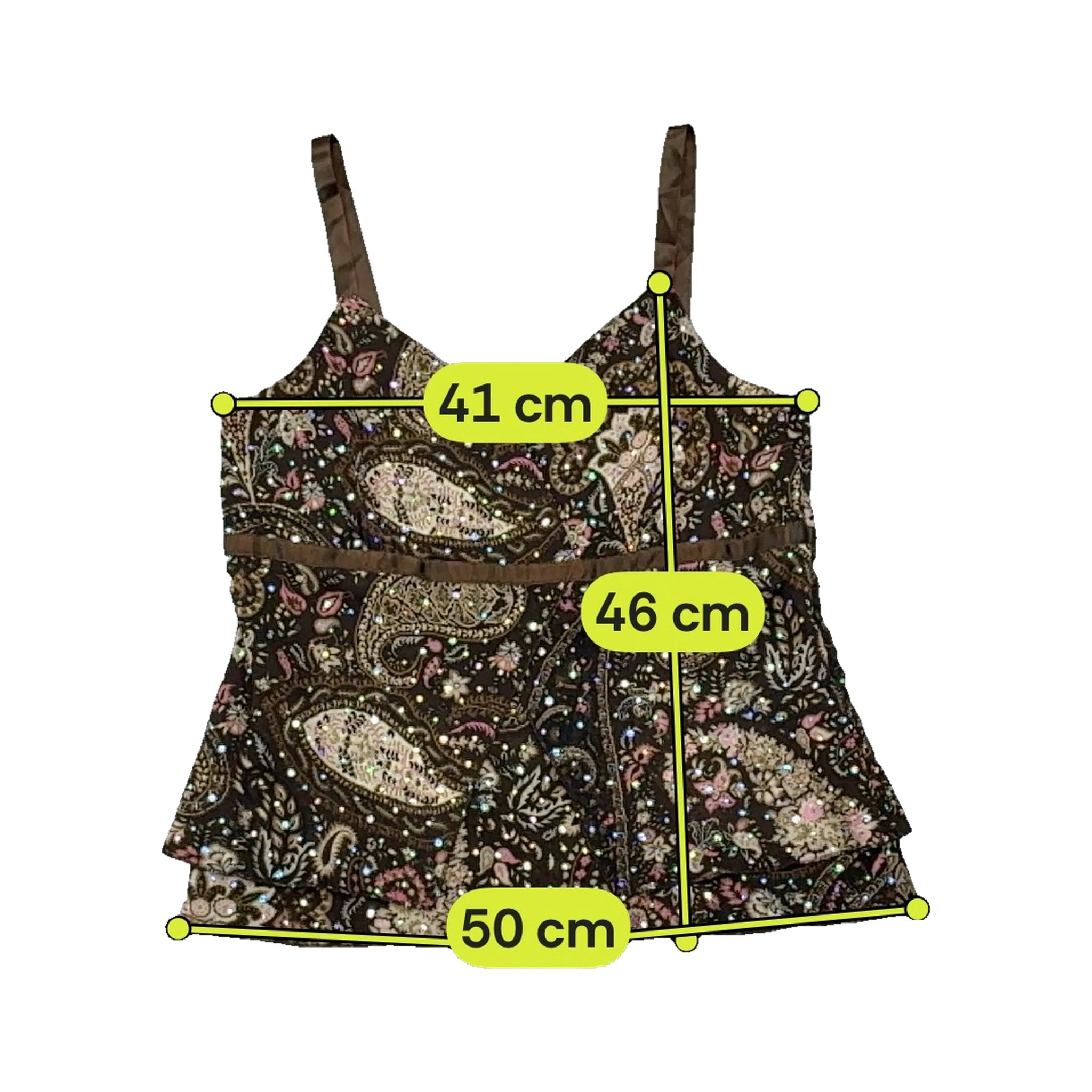 Michele Boyard Paisley Sequin Mesh Tank Top