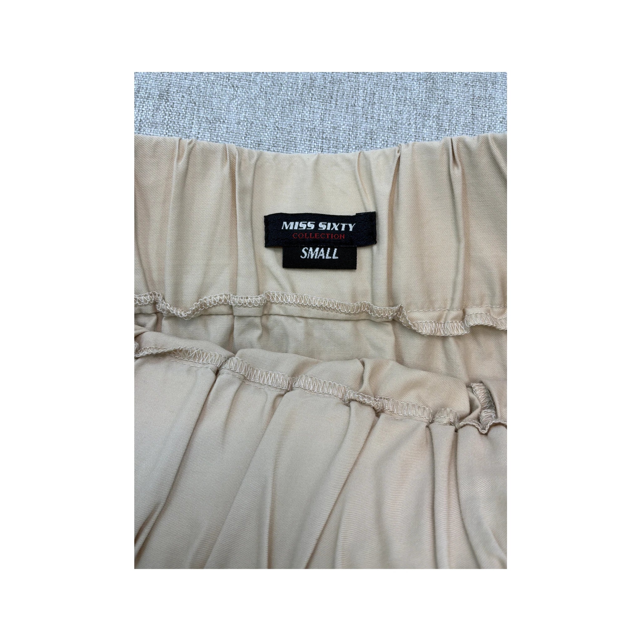 Miss Sixty Beige Cotton Pleated Mini Skirt