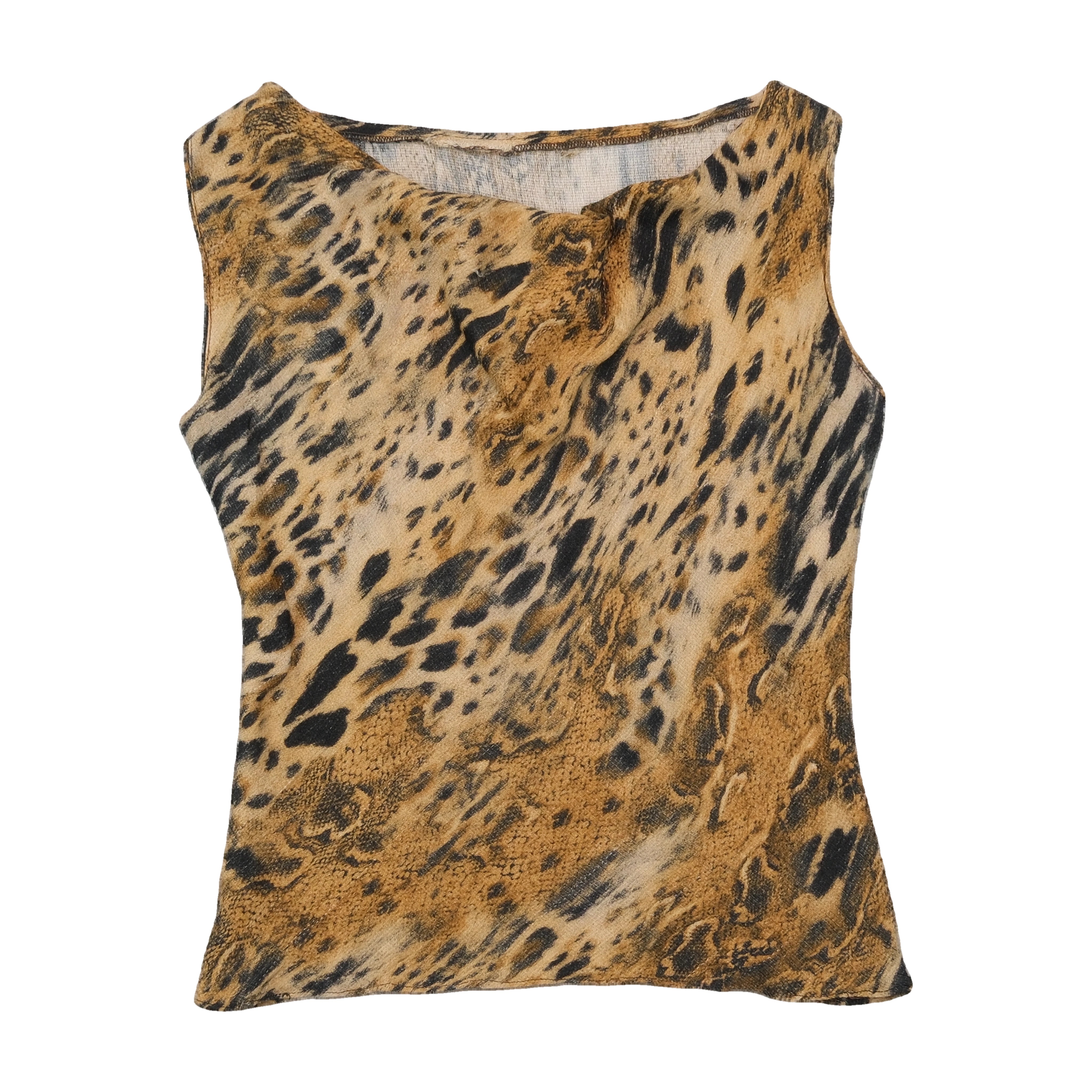 Top de alças de malha sem mangas com estampado animal