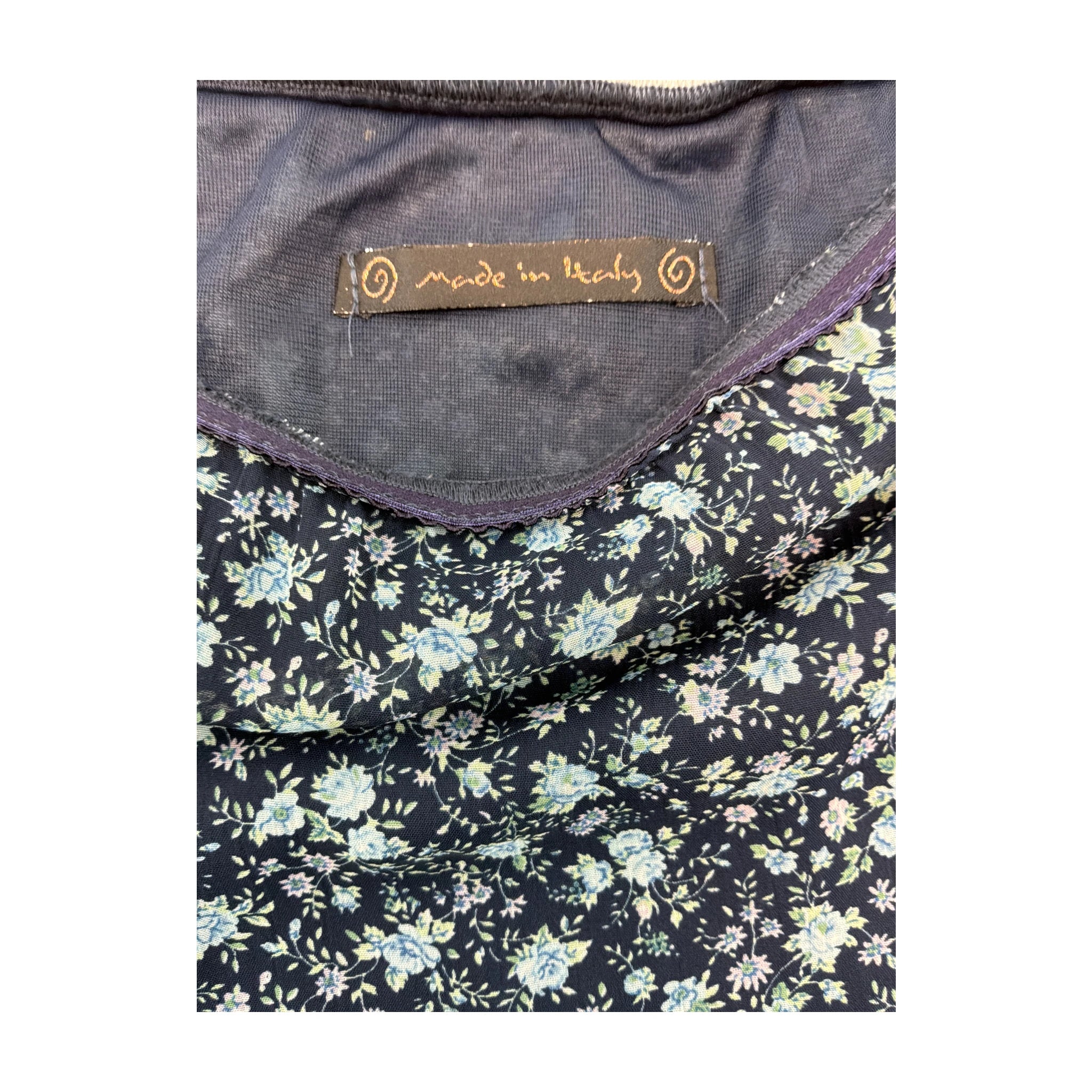 Marie Méro Floral High-Low Ruffle Hem Midi Skirt
