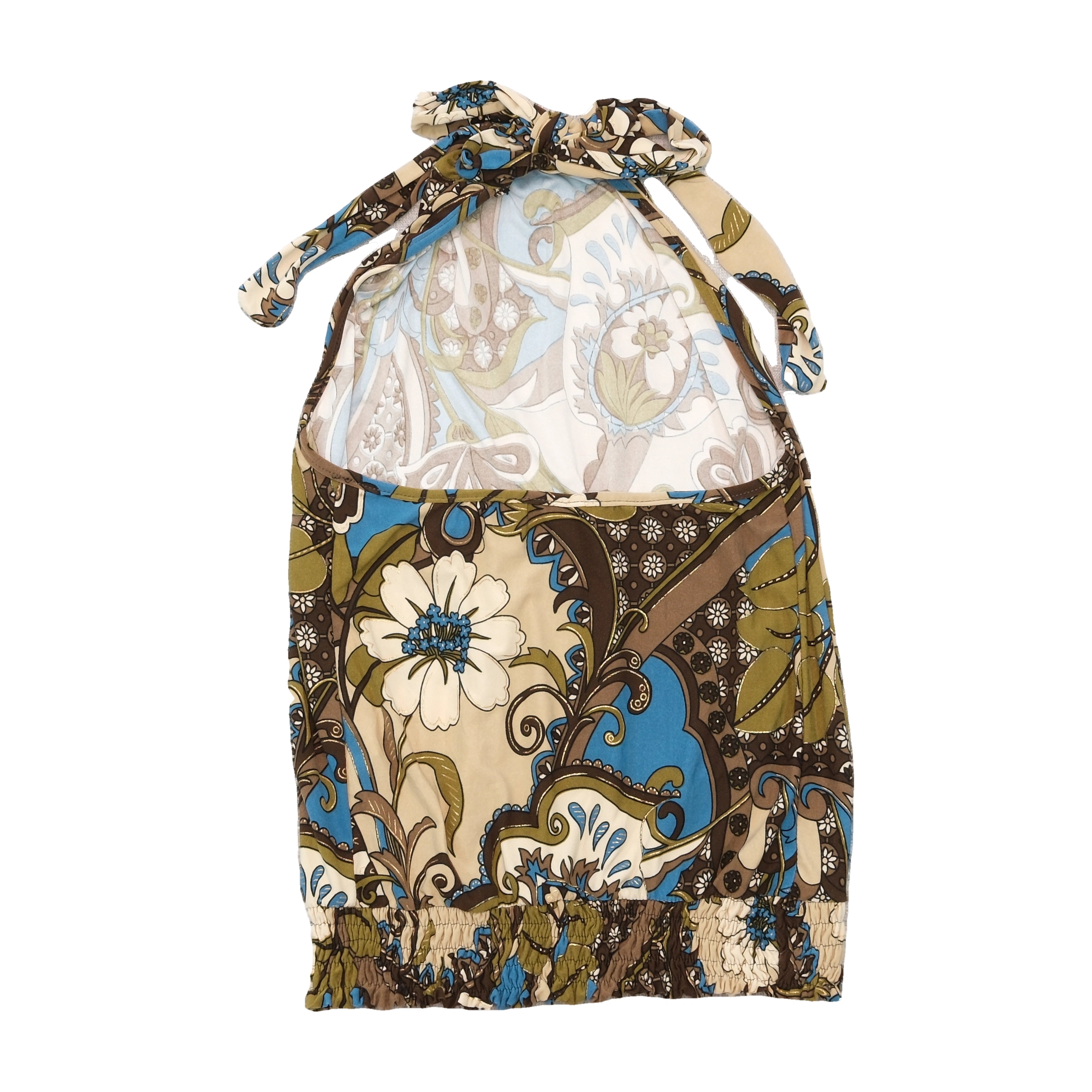 Top de alças Halter Franzido com estampado Paisley floral