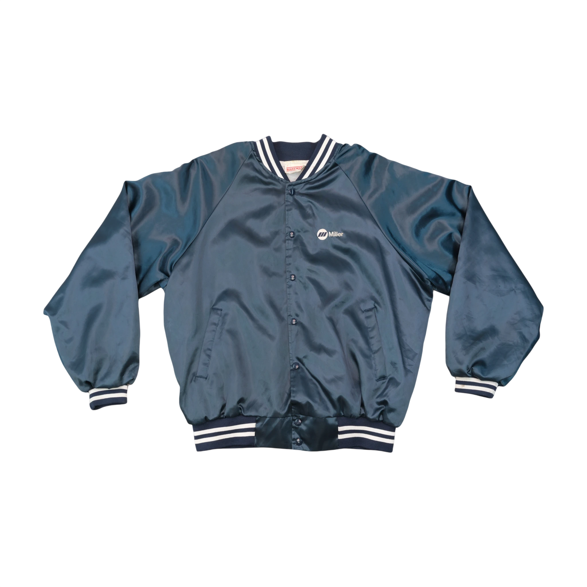 Hartwell Vintage Navy Satin Varsity Style Jacket Made in USA